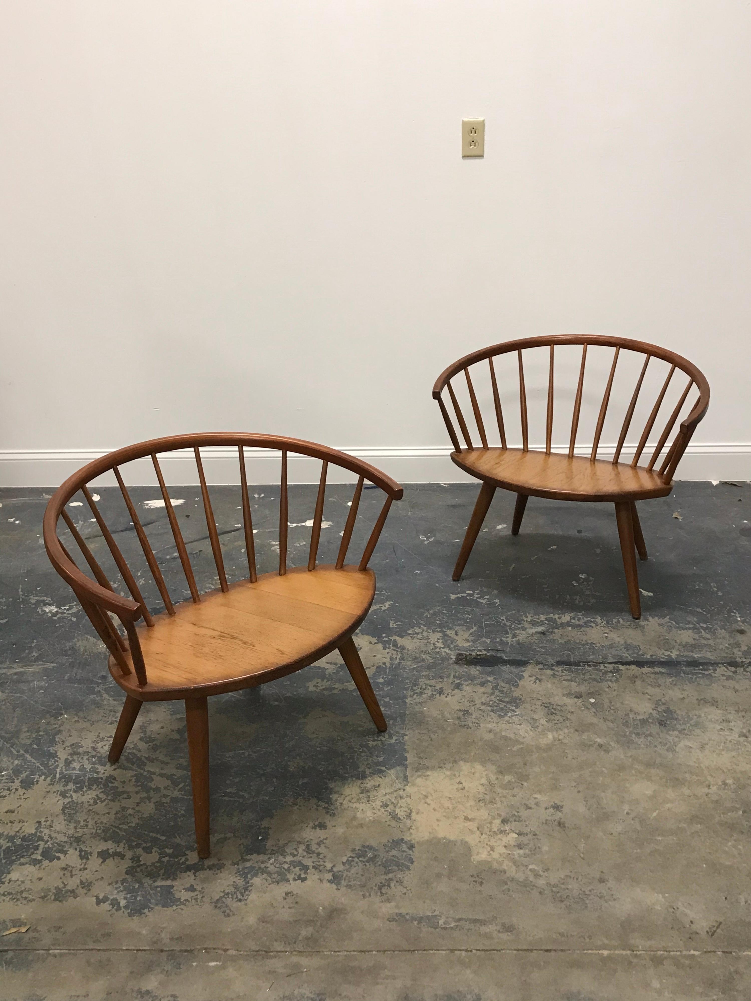 Mid-20th Century Rare Pair of Spindle Back “Arka” Lounge Chairs by Yngve Ekström