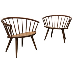 Rare Pair of Spindle Back “Arka” Lounge Chairs by Yngve Ekström