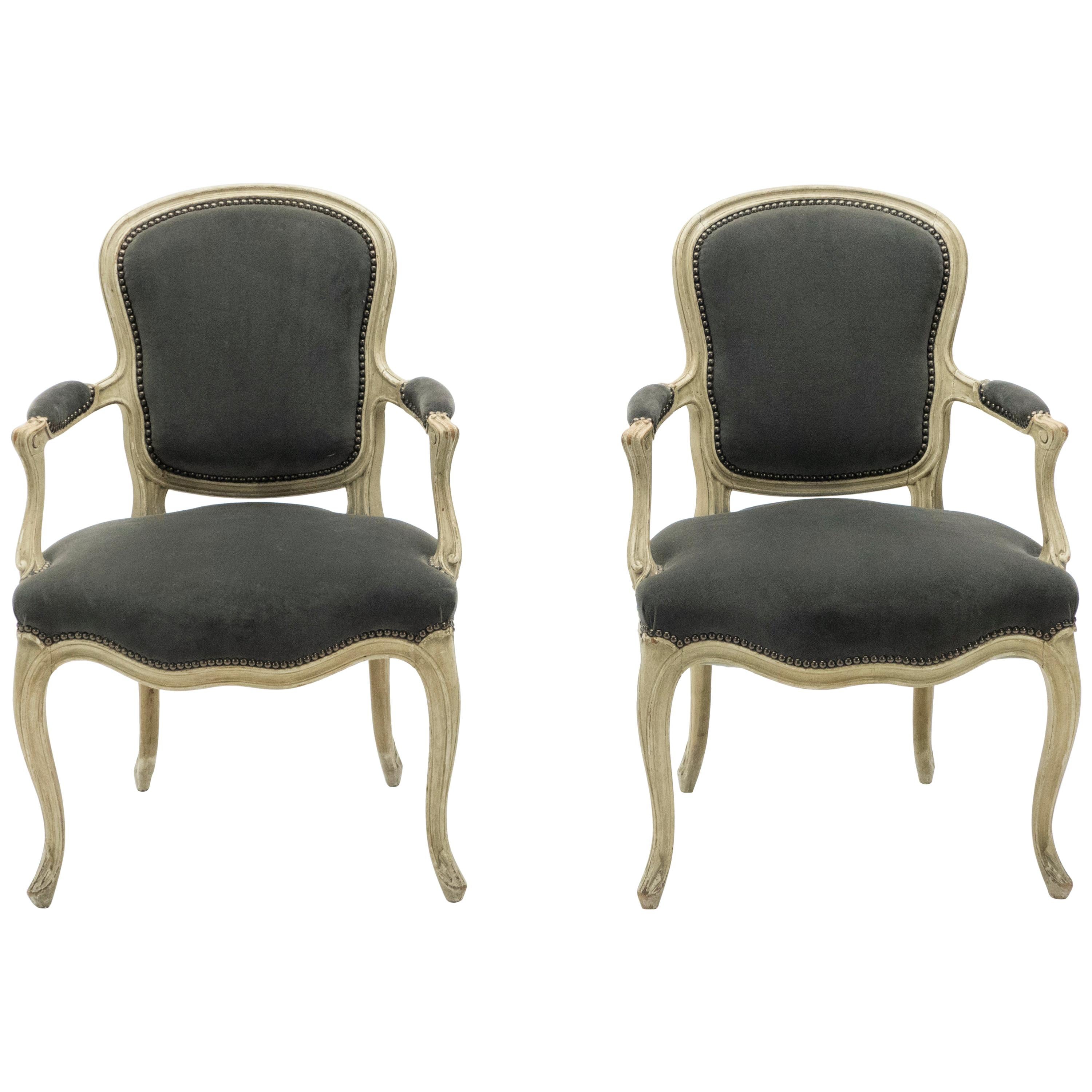 Rare Pair of Stamped Maison Jansen Louis XV Neoclassical Armchairs, 1940s For Sale