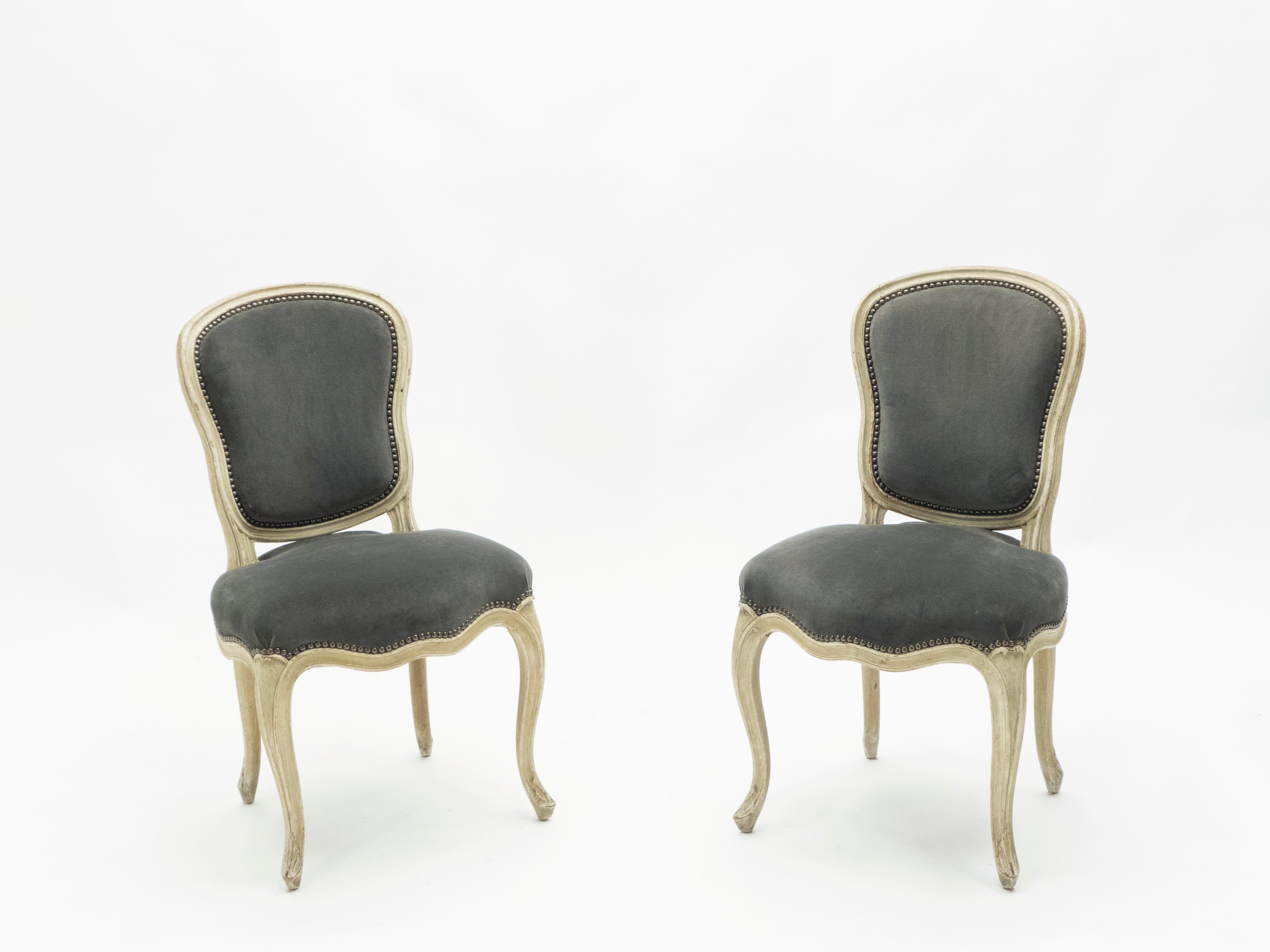 Rare Pair of Stamped Maison Jansen Louis XV Neoclassical Chairs, 1940s In Good Condition For Sale In Paris, IDF