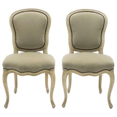 Rare Pair of Stamped Maison Jansen Louis XV Neoclassical Chairs, 1940s