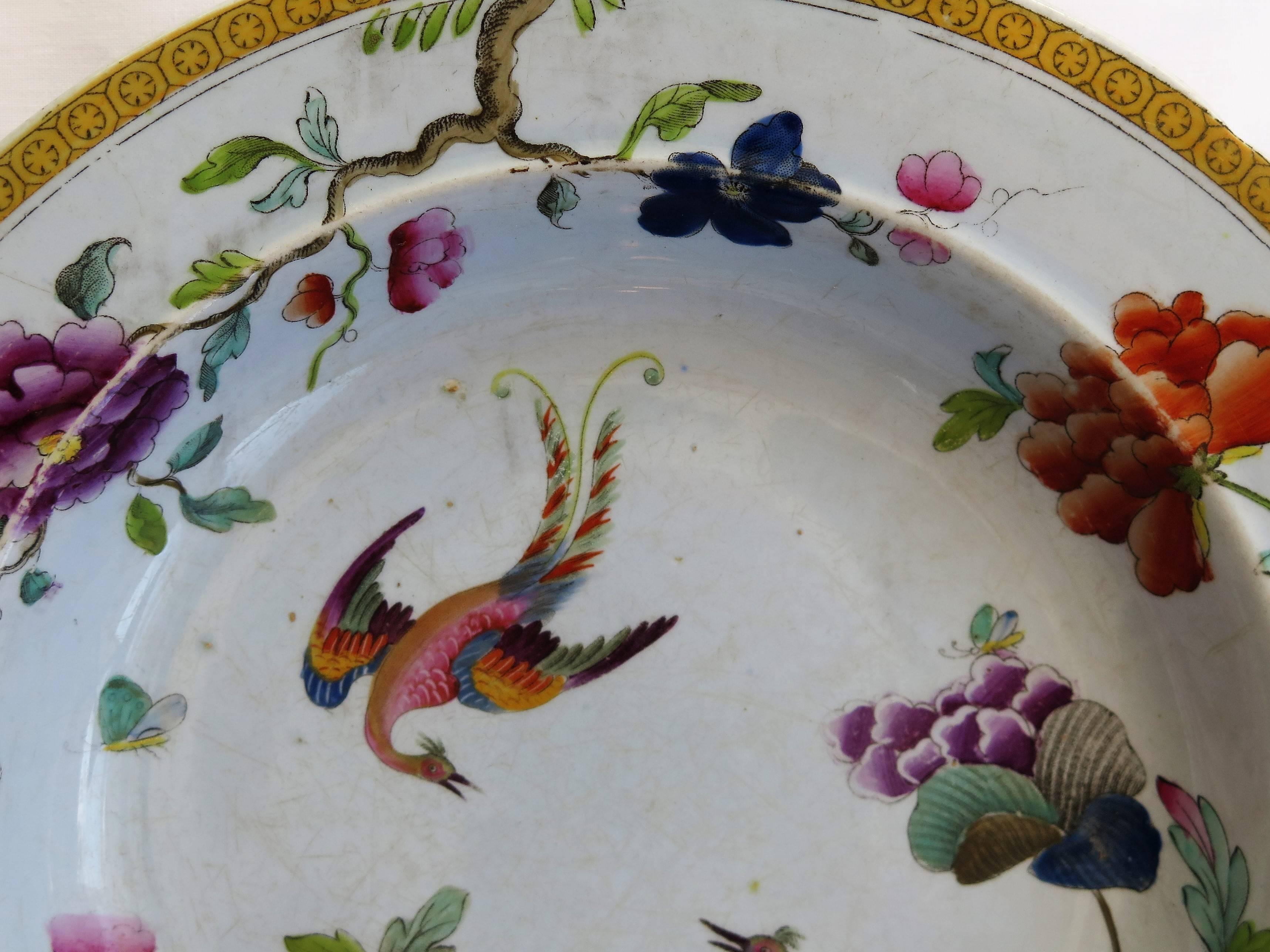 Rare Pair of Stephen Folch Ironstone Soup Plates Oriental Pheasants, circa 1825 6