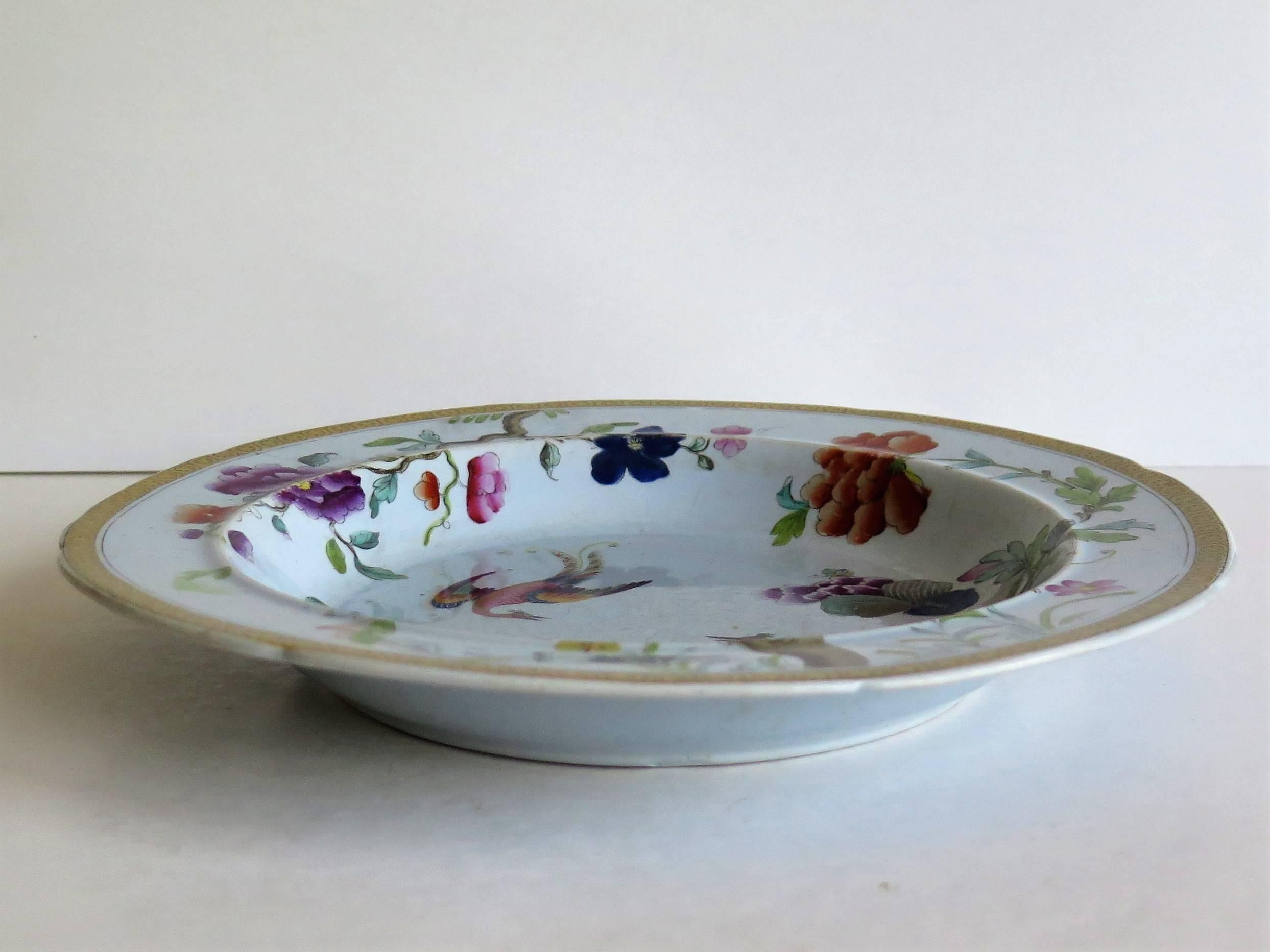 Rare Pair of Stephen Folch Ironstone Soup Plates Oriental Pheasants, circa 1825 10