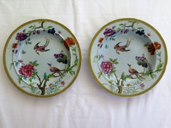 Rare Pair of Stephen Folch Ironstone Soup Plates Oriental Pheasants, circa 1825