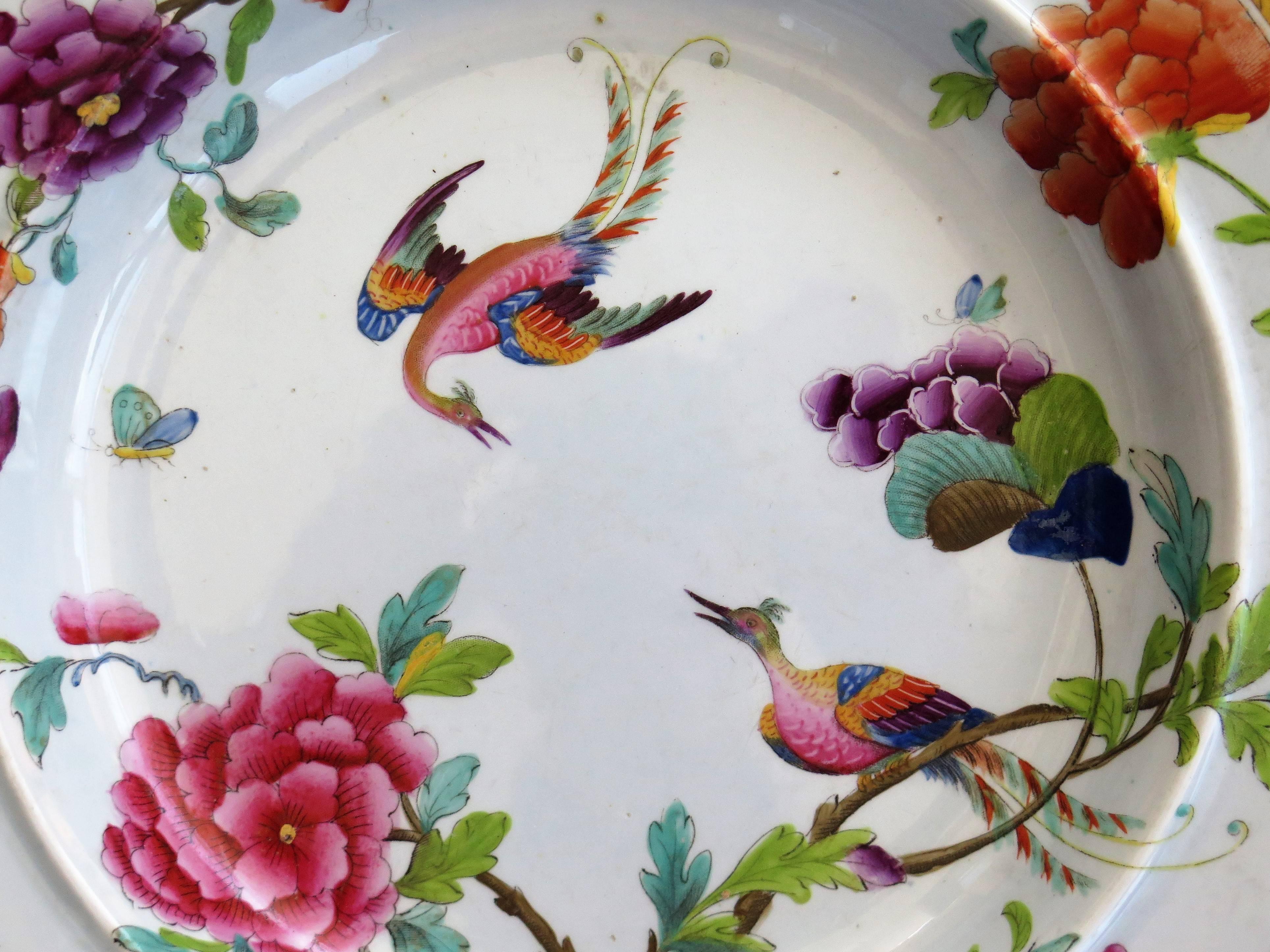 Rare Pair of Stephen Folch Ironstone Soup Plates Oriental Pheasants, circa 1825 In Good Condition In Lincoln, Lincolnshire