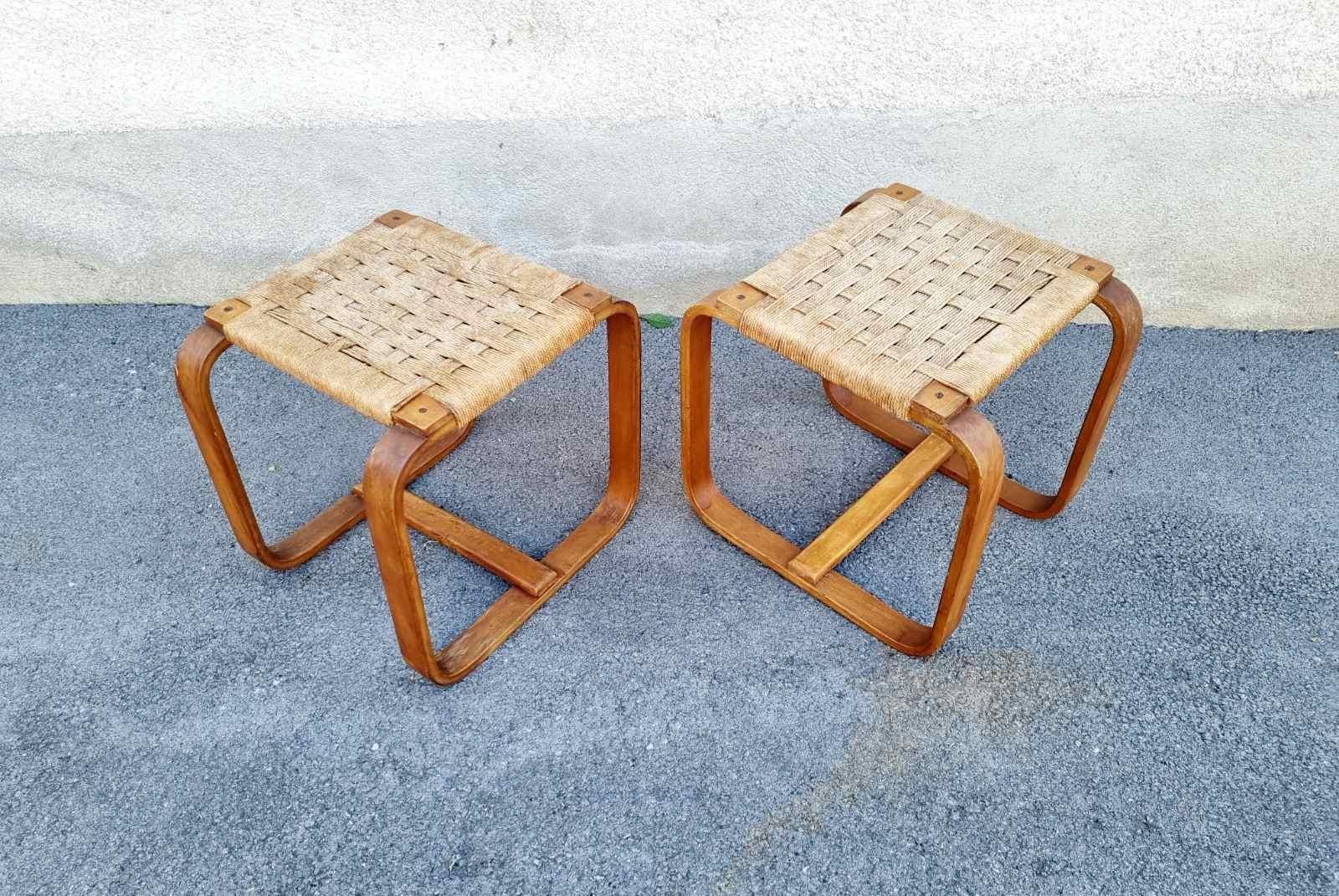 Rare Pair of Stools by Giuseppe Pagano Pogatschnig for Gino Maggioni, Italy 40s For Sale 2