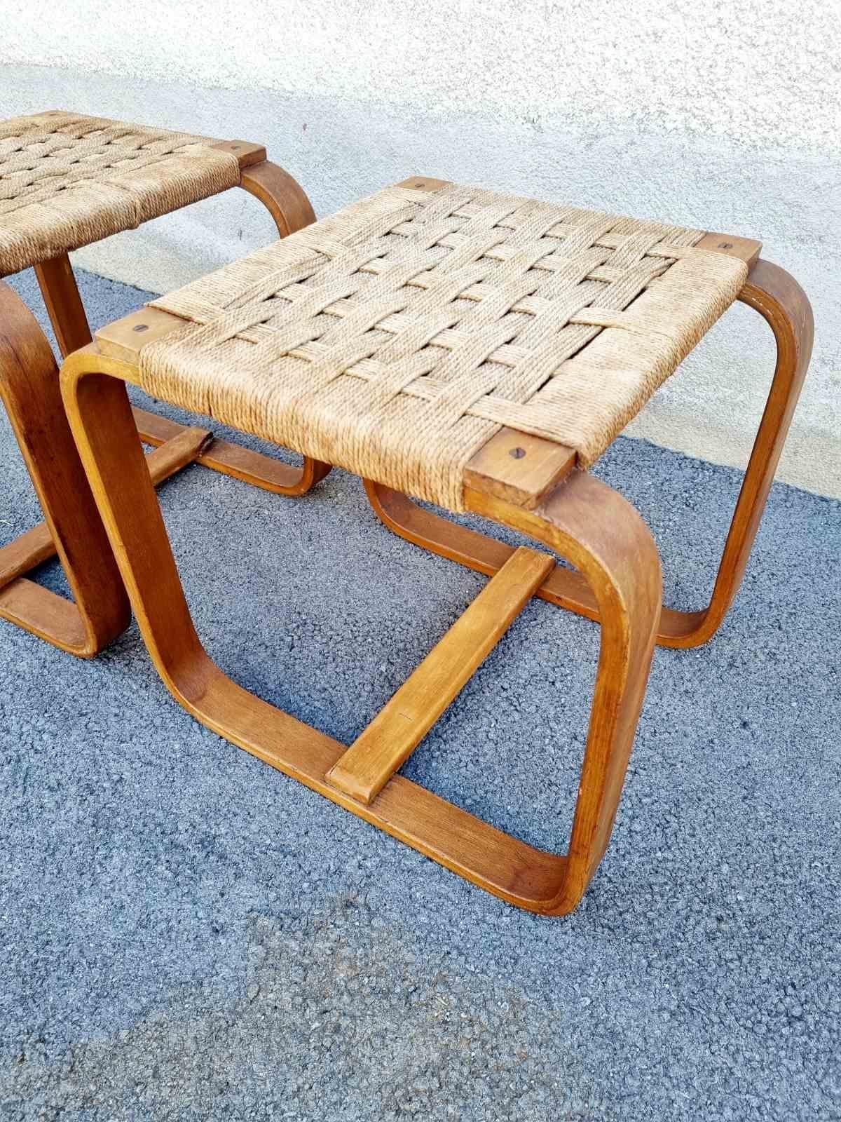 Rare Pair of Stools by Giuseppe Pagano Pogatschnig for Gino Maggioni, Italy 40s For Sale 3