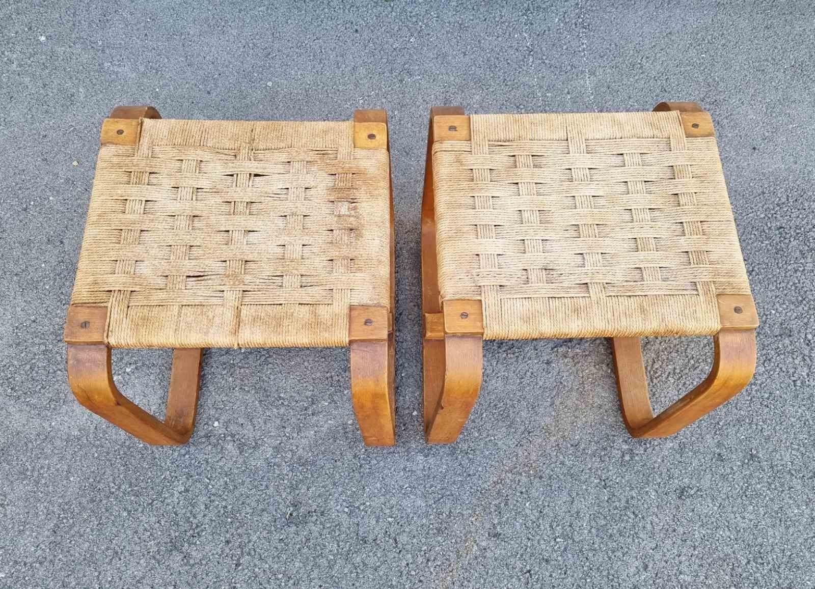 Rare Pair of Stools by Giuseppe Pagano Pogatschnig for Gino Maggioni, Italy 40s For Sale 4
