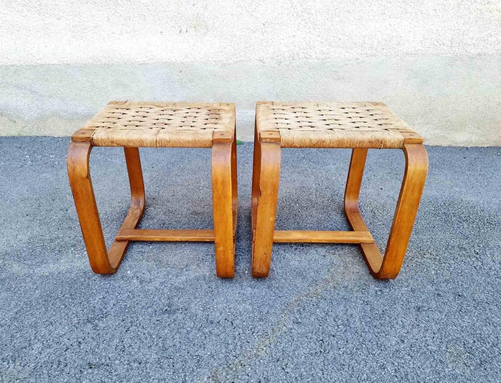 Rare Pair of Stools by Giuseppe Pagano Pogatschnig for Gino Maggioni, Italy 40s For Sale 5