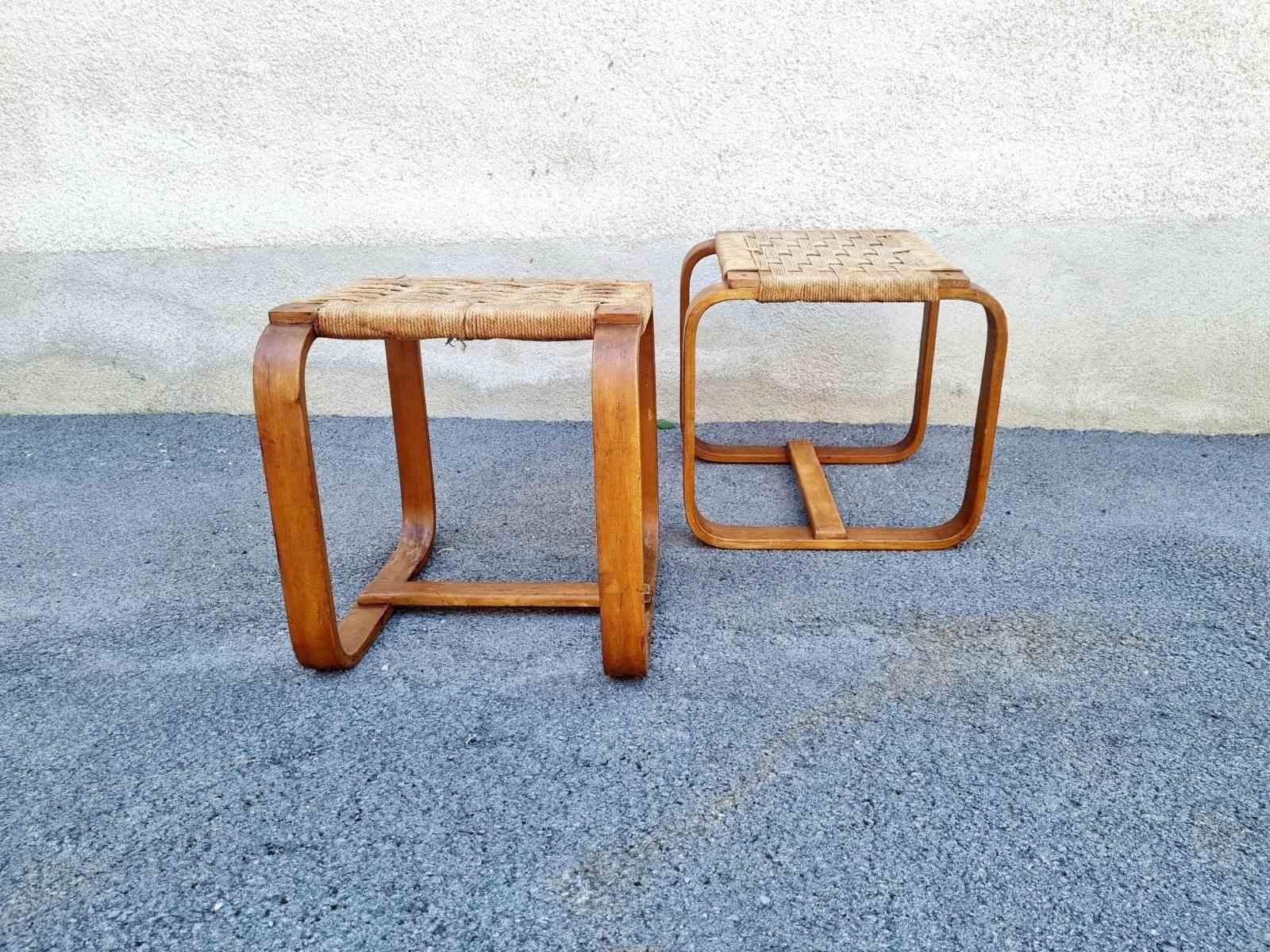 Italian Rare Pair of Stools by Giuseppe Pagano Pogatschnig for Gino Maggioni, Italy 40s For Sale