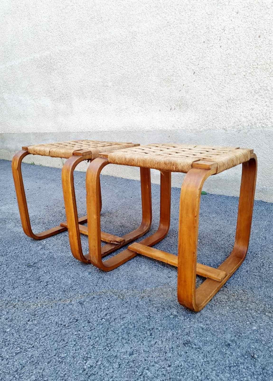 Rare Pair of Stools by Giuseppe Pagano Pogatschnig for Gino Maggioni, Italy 40s In Good Condition For Sale In Lucija, SI