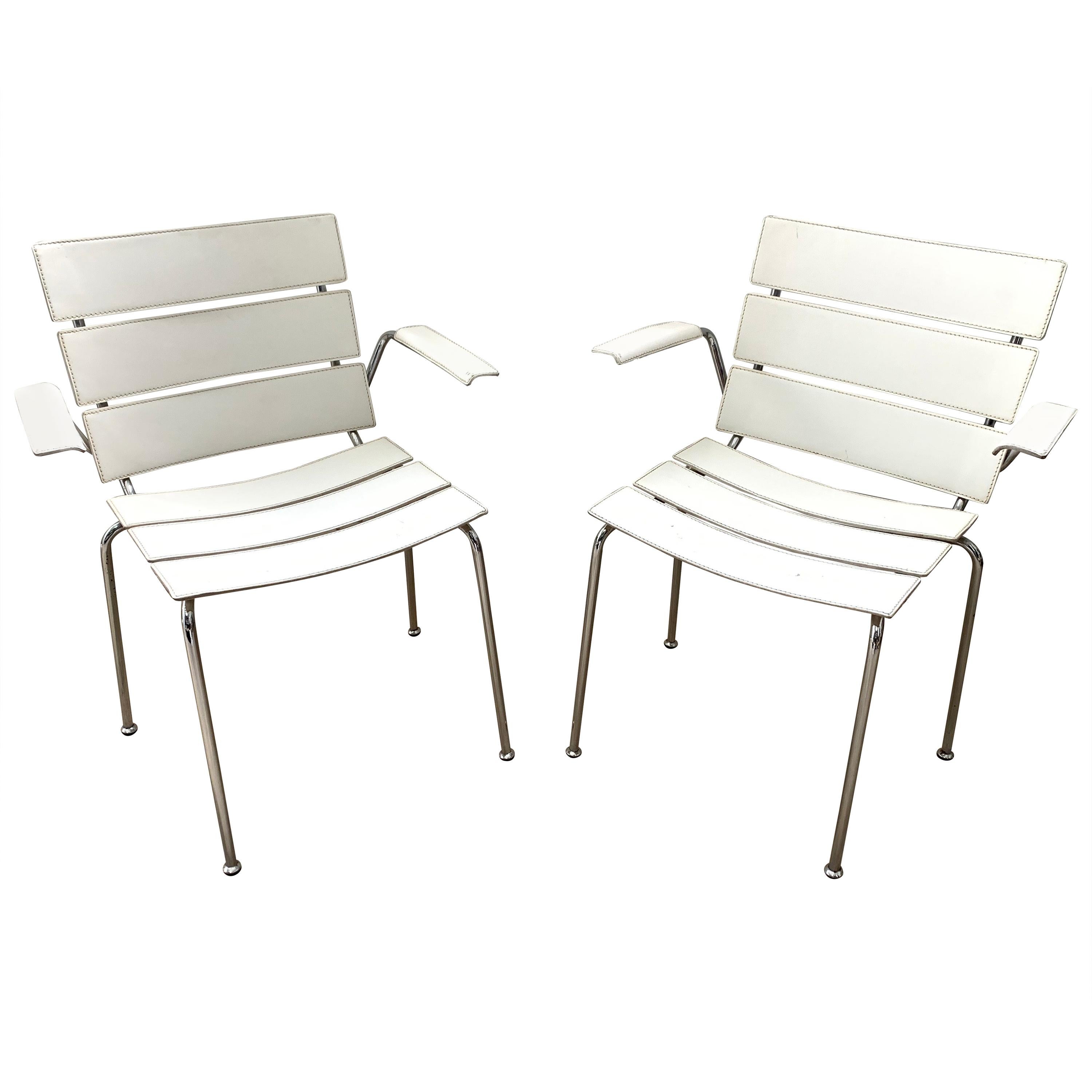 Rare Pair of "Stripe" Dining Chair Armchairs by Giancarlo Vegni for Fasem, 1999 For Sale