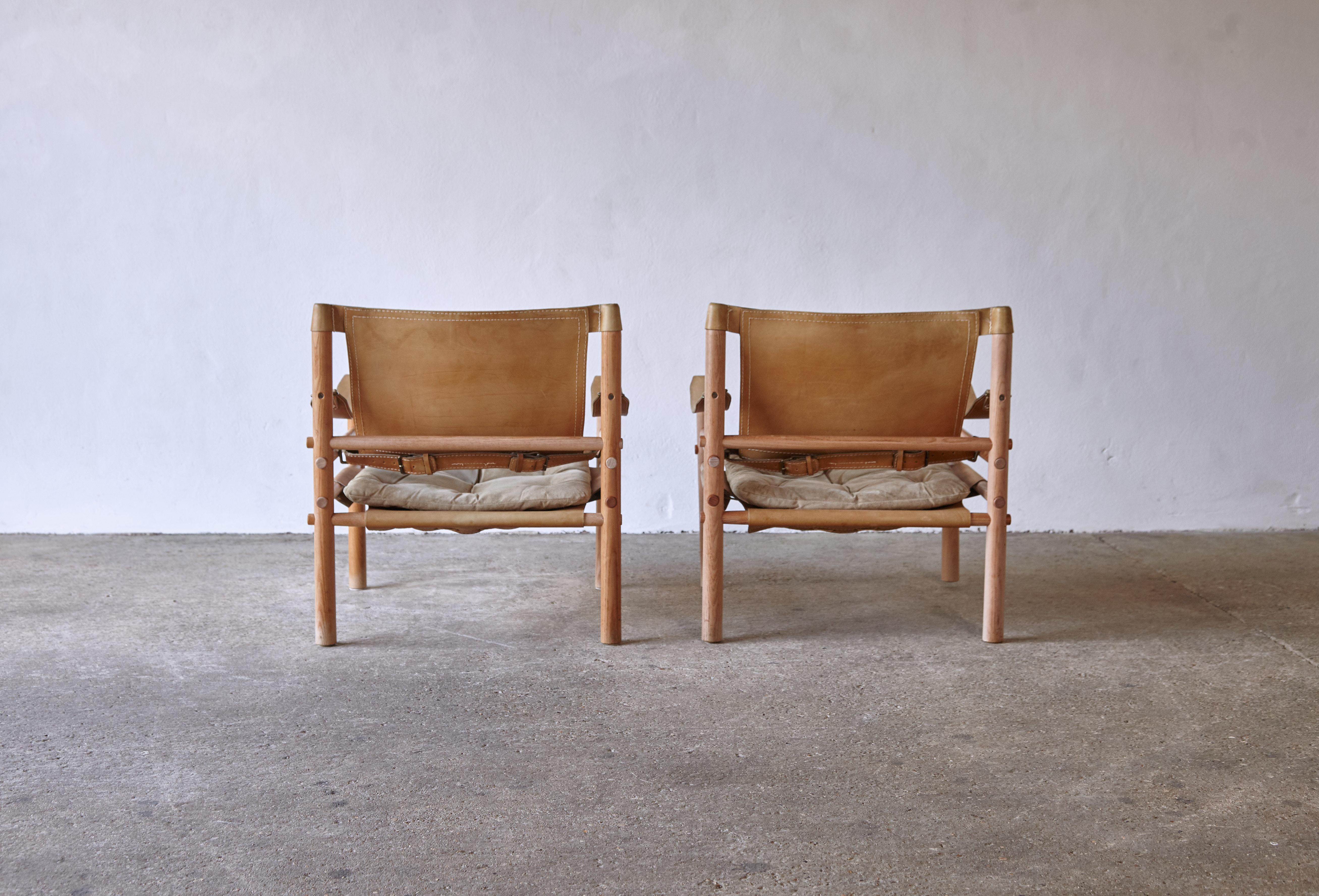 Swedish Rare pair of Suede Arne Norell Safari 'Sirocco' Chairs, Sweden, 1970s