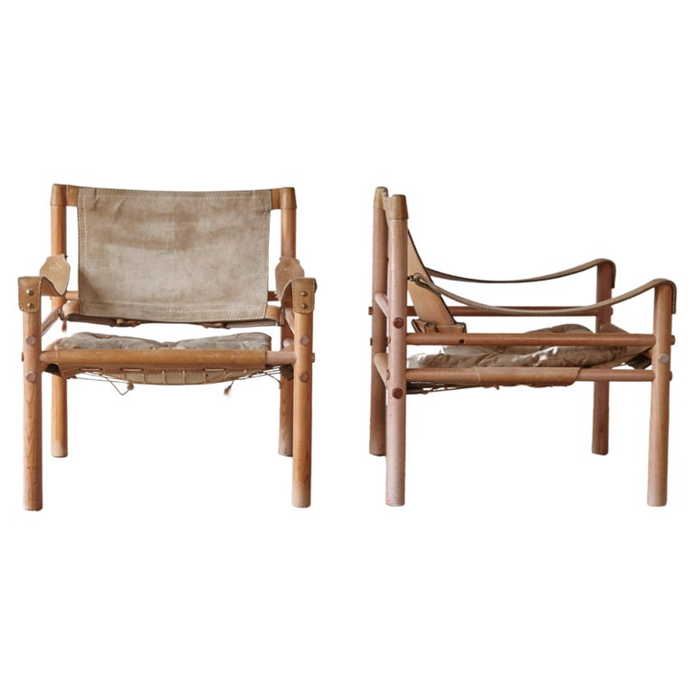 Rare pair of Suede Arne Norell Safari 'Sirocco' Chairs, Sweden, 1970s at  1stDibs