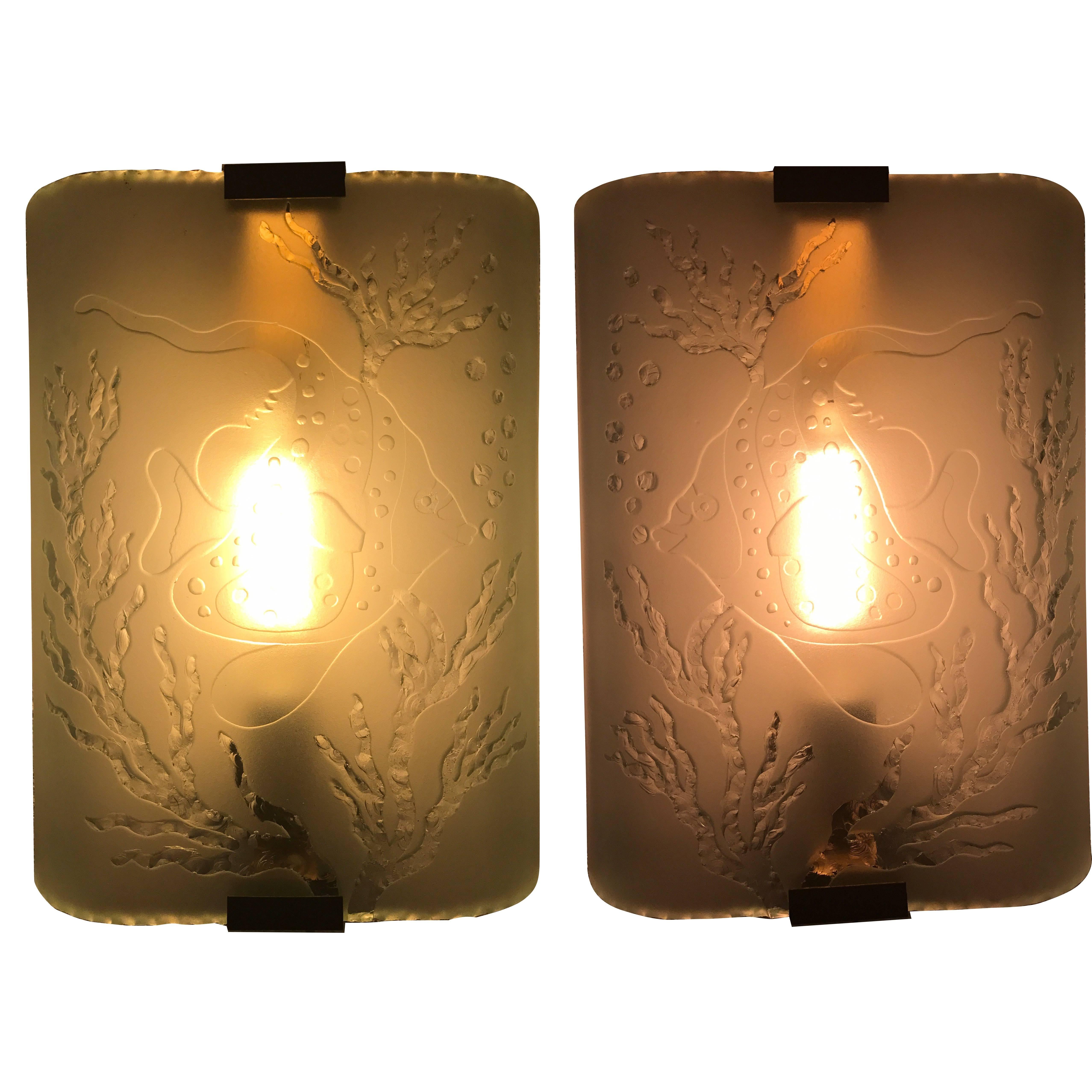 Rare Pair of Swedish Art Deco Glössner Wall Sconces 1930 by Einar Forseth For Sale
