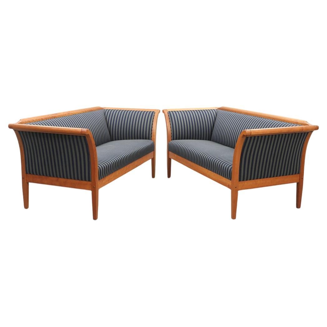 Rare Pair of Swedish Biedermeier Style Sofas Couch Empire 20th C 172cm 3-4 Seat