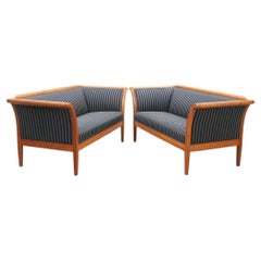 Vintage Rare Pair of Swedish Biedermeier Style Sofas Couch Empire 20th C 172cm 3-4 Seat