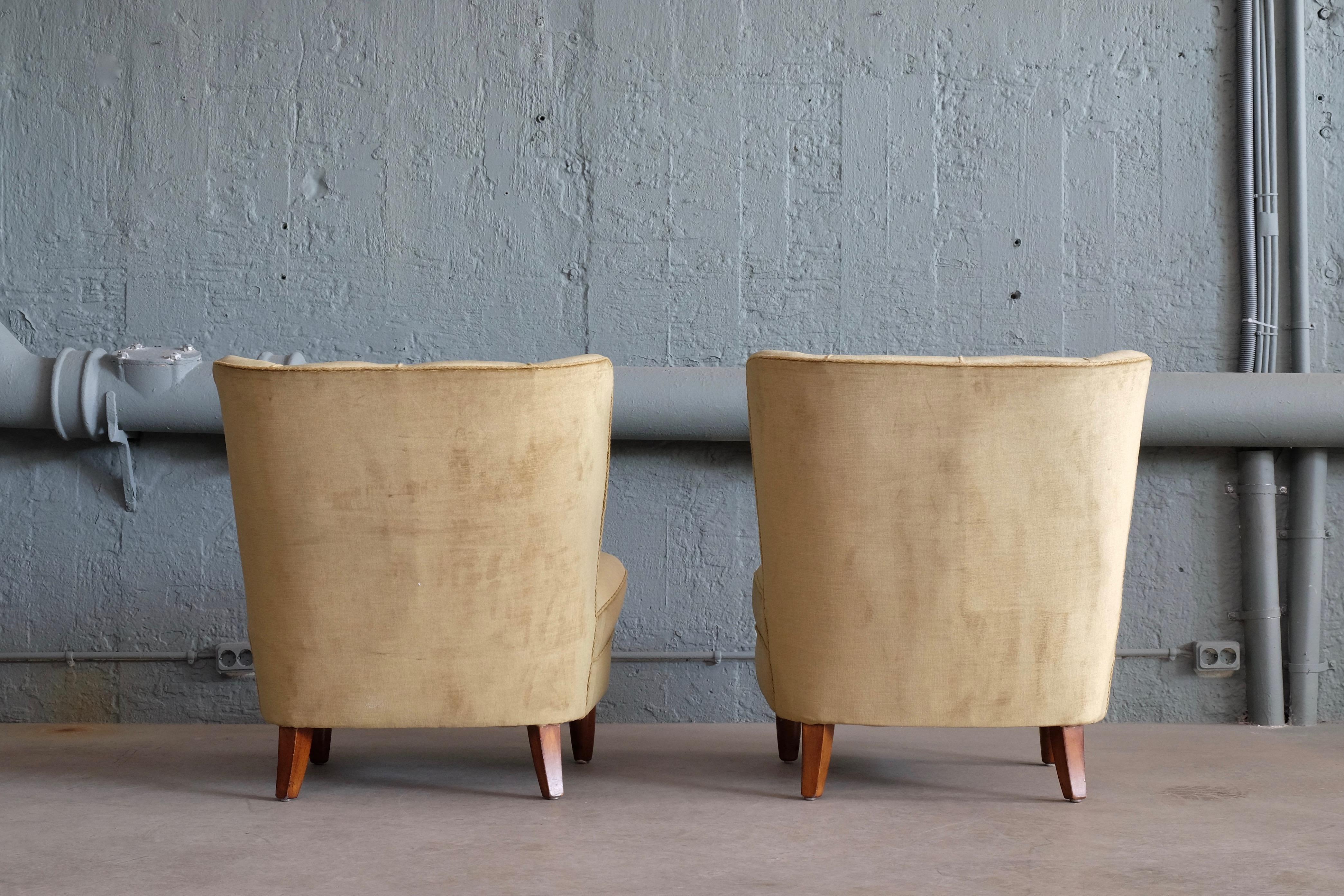 Rare Pair of Swedish Easy Chairs, 1950s 5