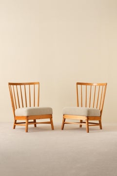 Rare Pair of Swedish Easy Chairs, 1950s