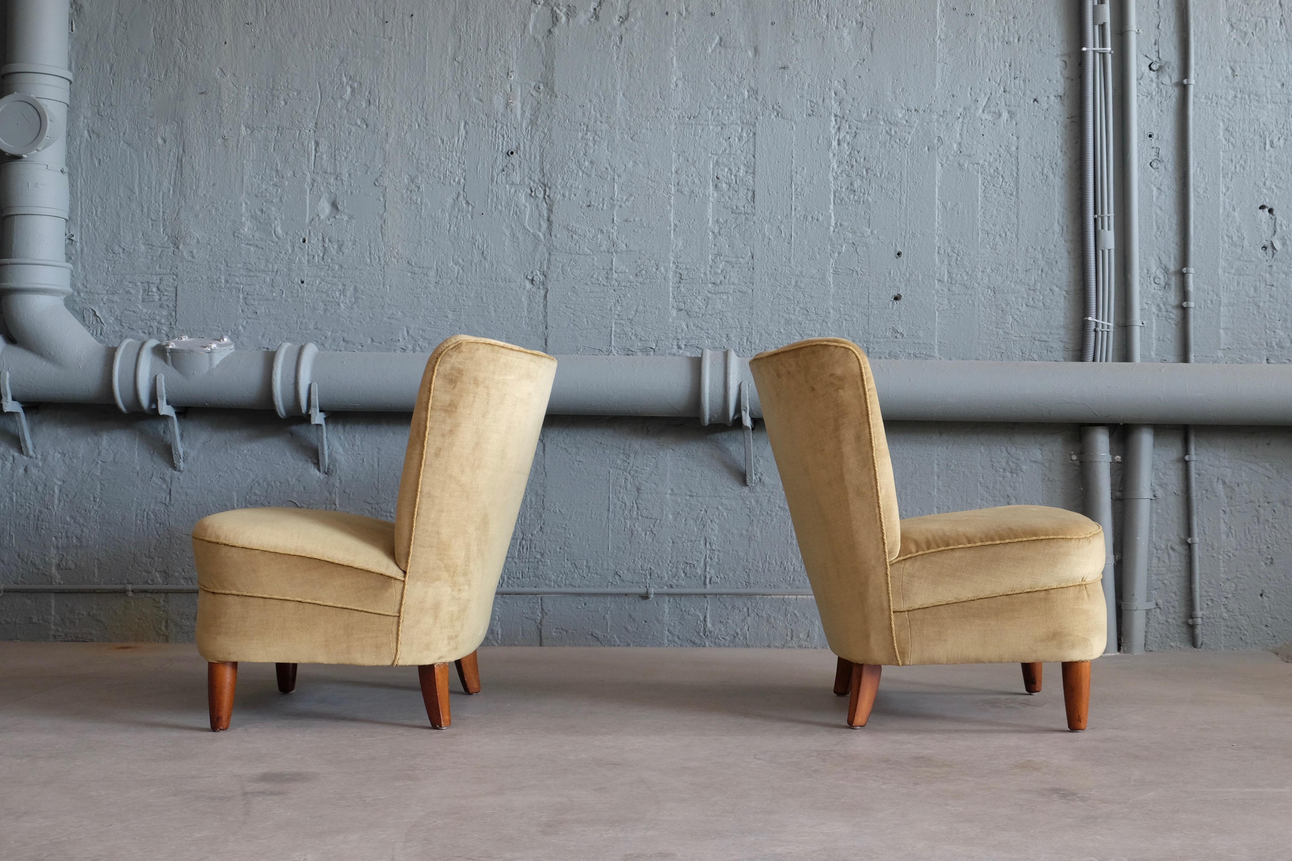 Rare Pair of Swedish Easy Chairs, 1950s In Excellent Condition In Stockholm, SE