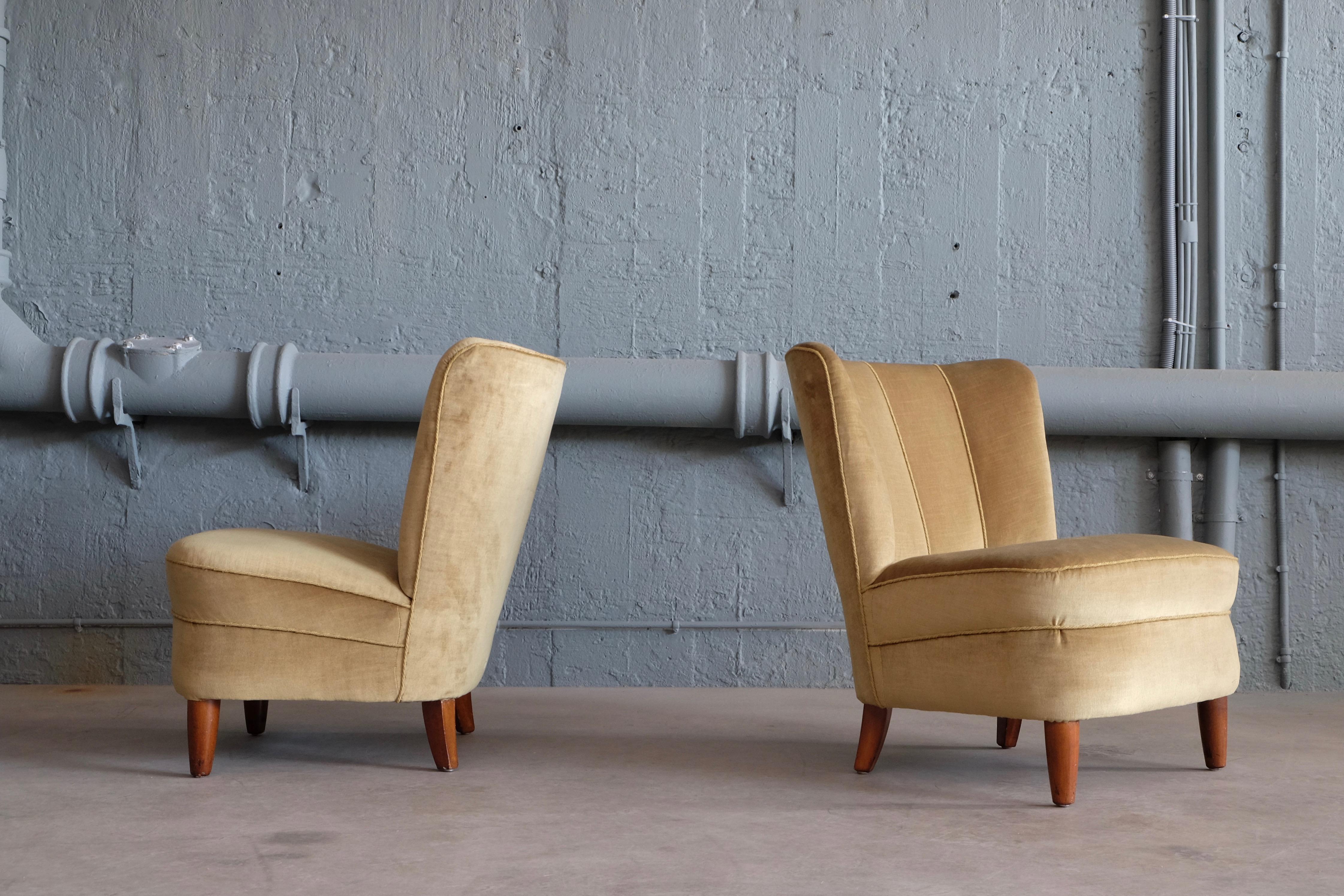 Rare Pair of Swedish Easy Chairs, 1950s 2