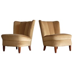 Rare Pair of Swedish Easy Chairs, 1950s