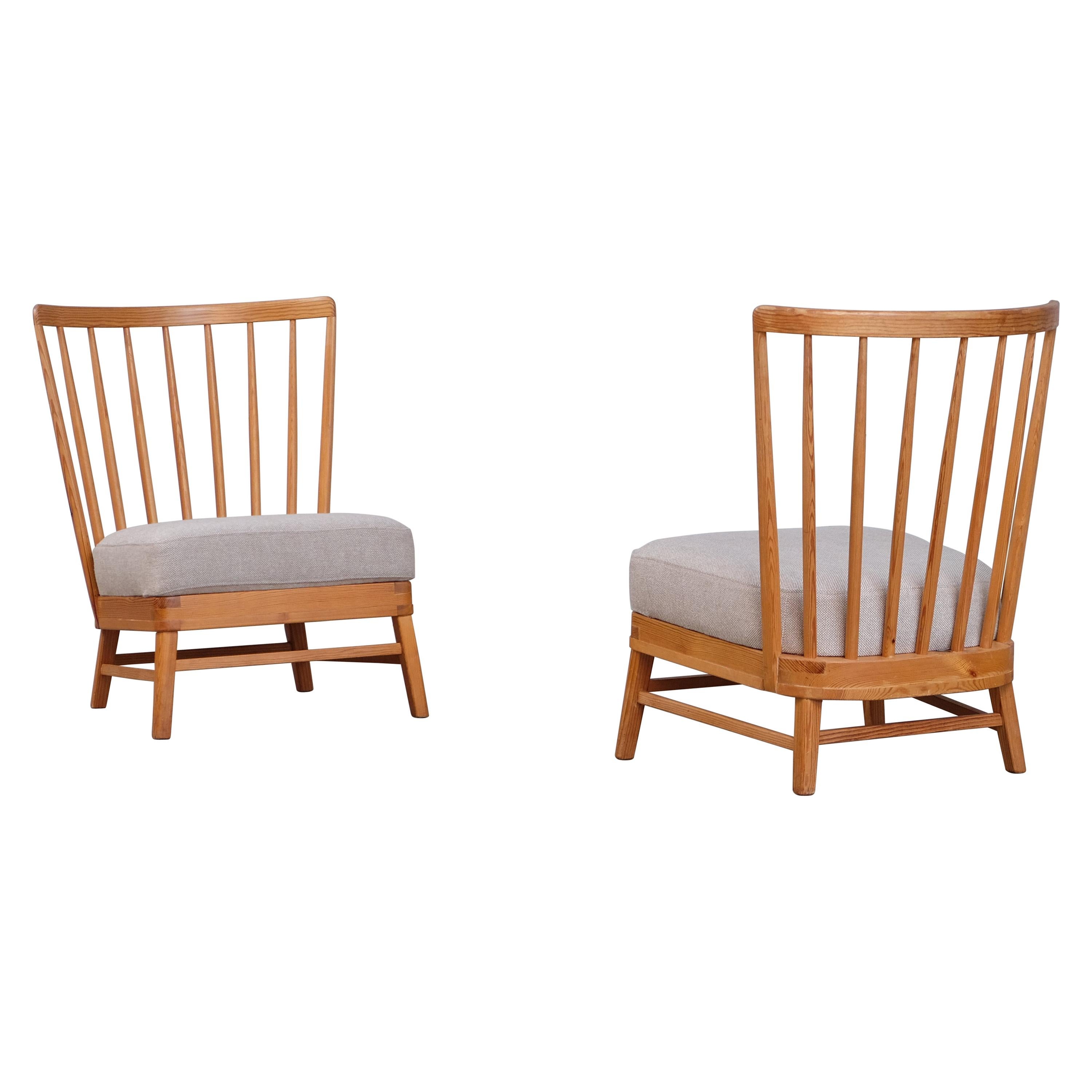 Rare Pair of Swedish Easy Chairs, 1950s