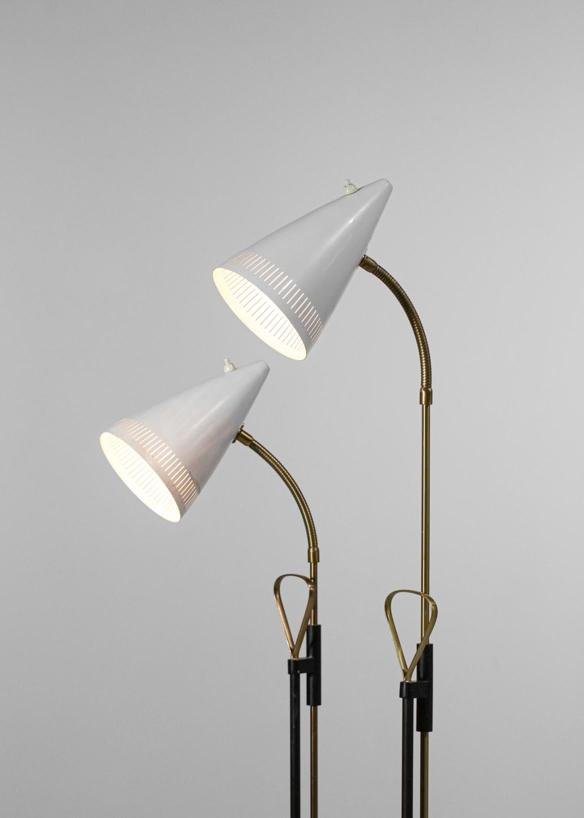 Rare Pair of Swedish Falkenbergs Belysning Floor Lamps from 60s Design Tynell For Sale 4