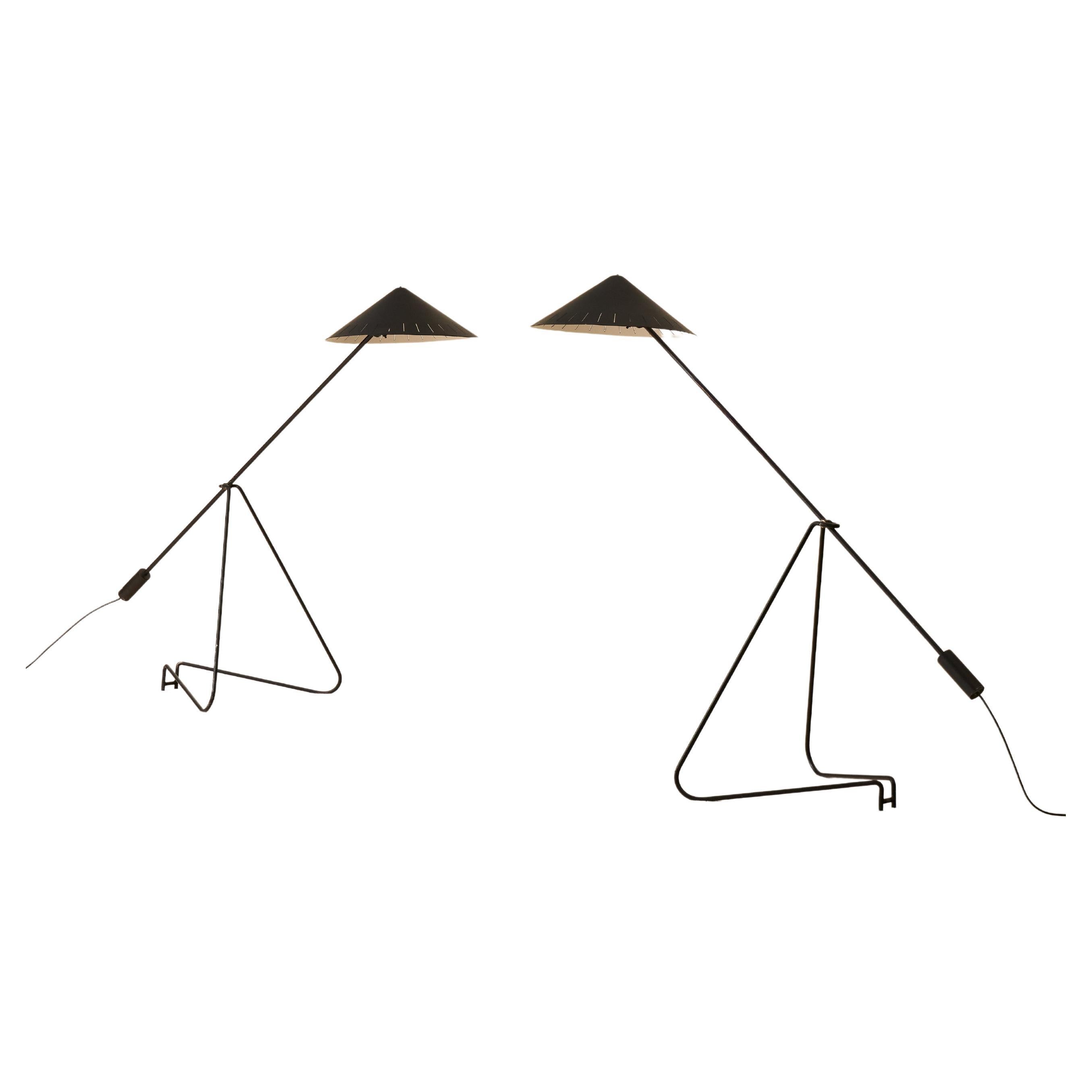 Rare pair of Swedish floor lamps, 1950s