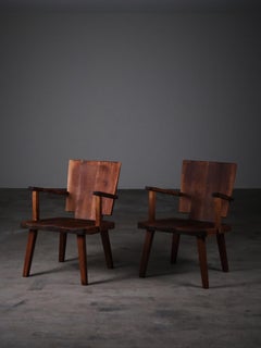 Rare pair of Swedish pine armchairs, 1930s