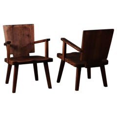 Rare pair of Swedish pine armchairs, 1930s