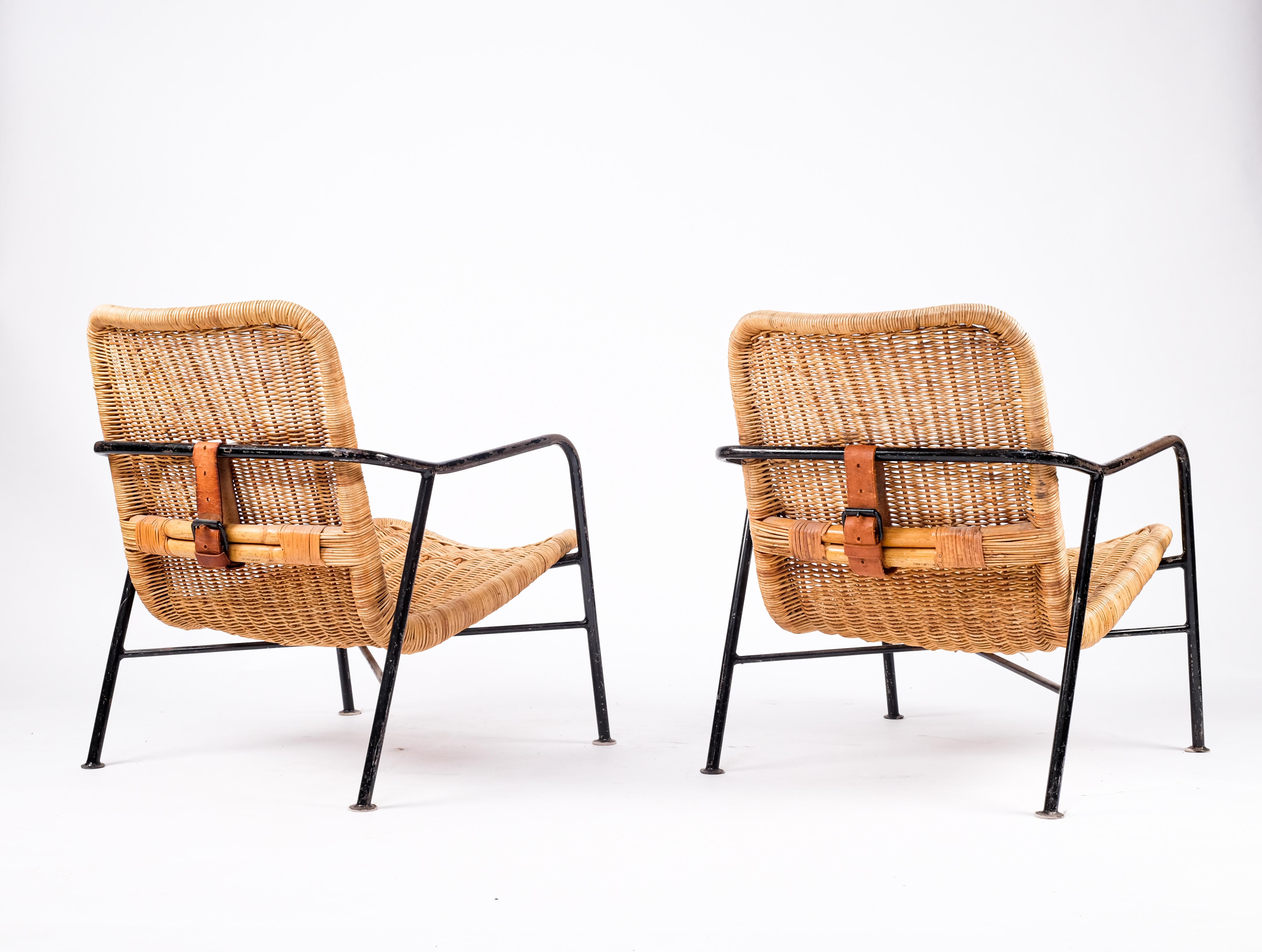 Rara coppia di sedie svedesi in rattan, anni '60 in vendita 3