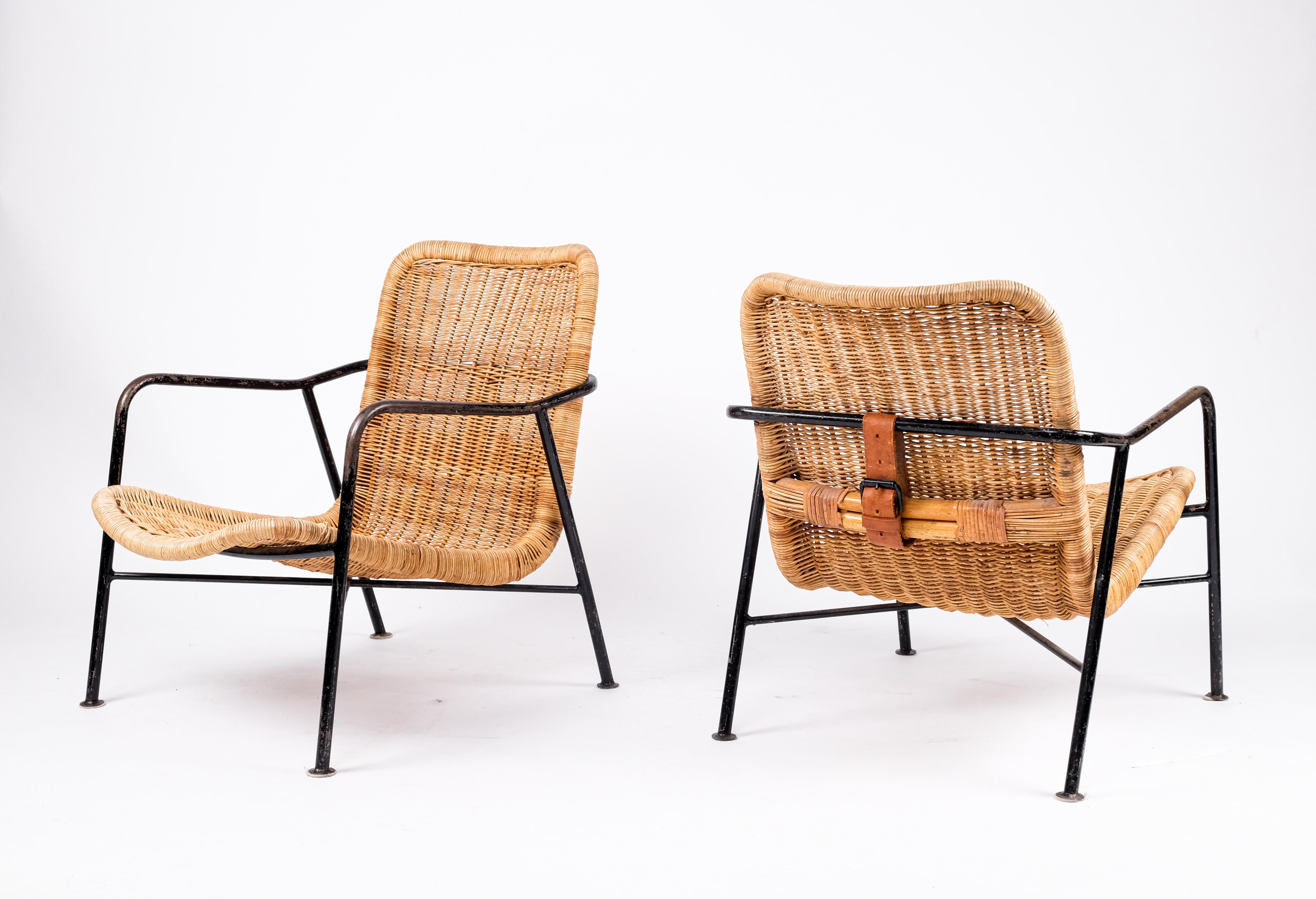 Rare Pair of Swedish Rattan Chairs, 1960s For Sale 5