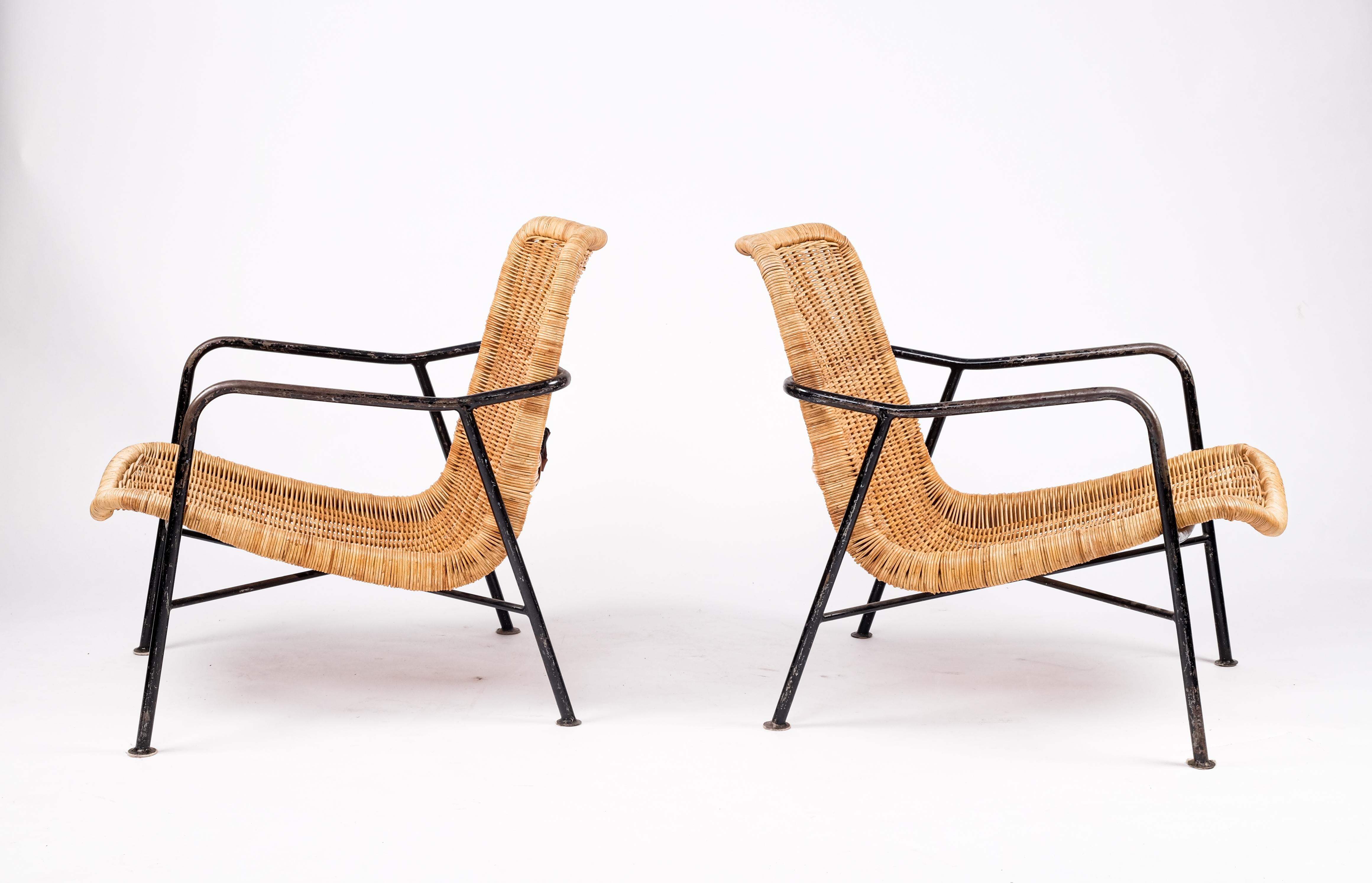 Rare Pair of Swedish Rattan Chairs, 1960s For Sale 7