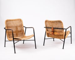 Rare Pair of Swedish Rattan Chairs, 1960s
