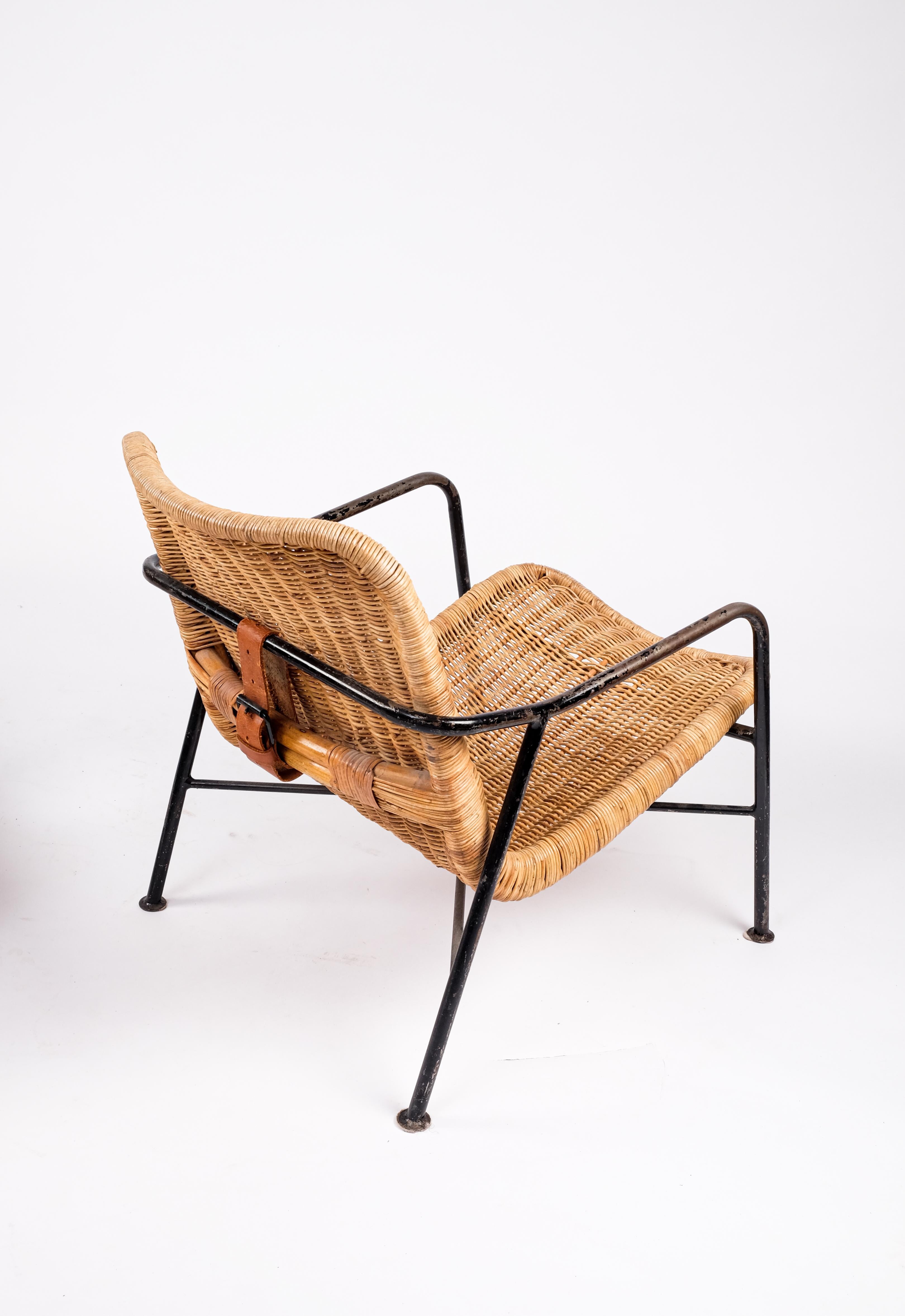 Scandinavian Modern Rare Pair of Swedish Rattan Chairs, 1960s For Sale