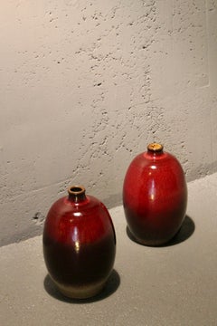 Rare pair of Swiss Edouard Chapallaz  “sang de boeuf “ceramic