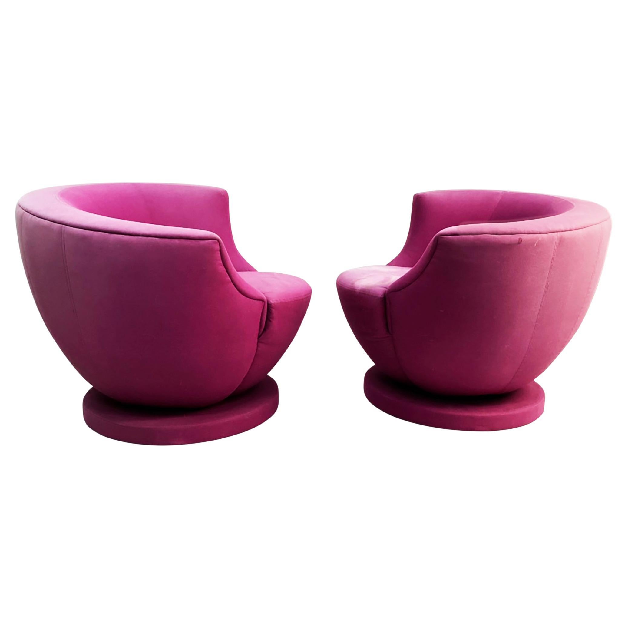 Rare Pair of Swivel Chairs by Vladimir Kagan for Directional