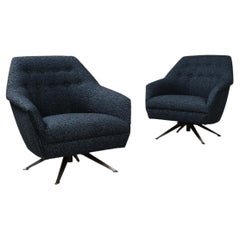 Rare Pair of Swivel Lounge Chairs by Osvaldo Borsani for Abv
