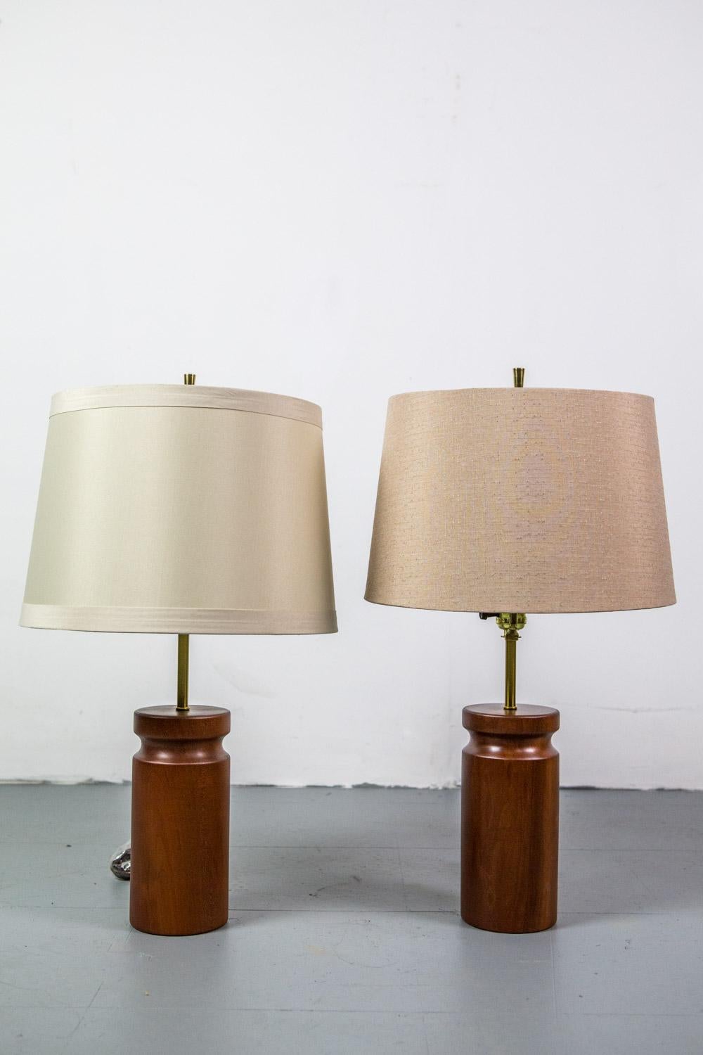 Rare pair of table lamps by Arden Riddle in cherry.
To be on the the safe side, the lamp should be checked locally by a specialist concerning local requirements.
