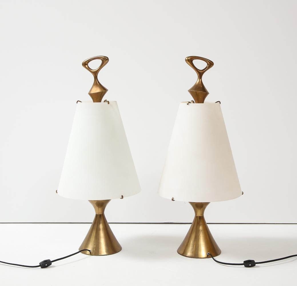 Rare Pair of Table Lamps by Max Ingrand for Fontana Arte In Good Condition In New York, NY