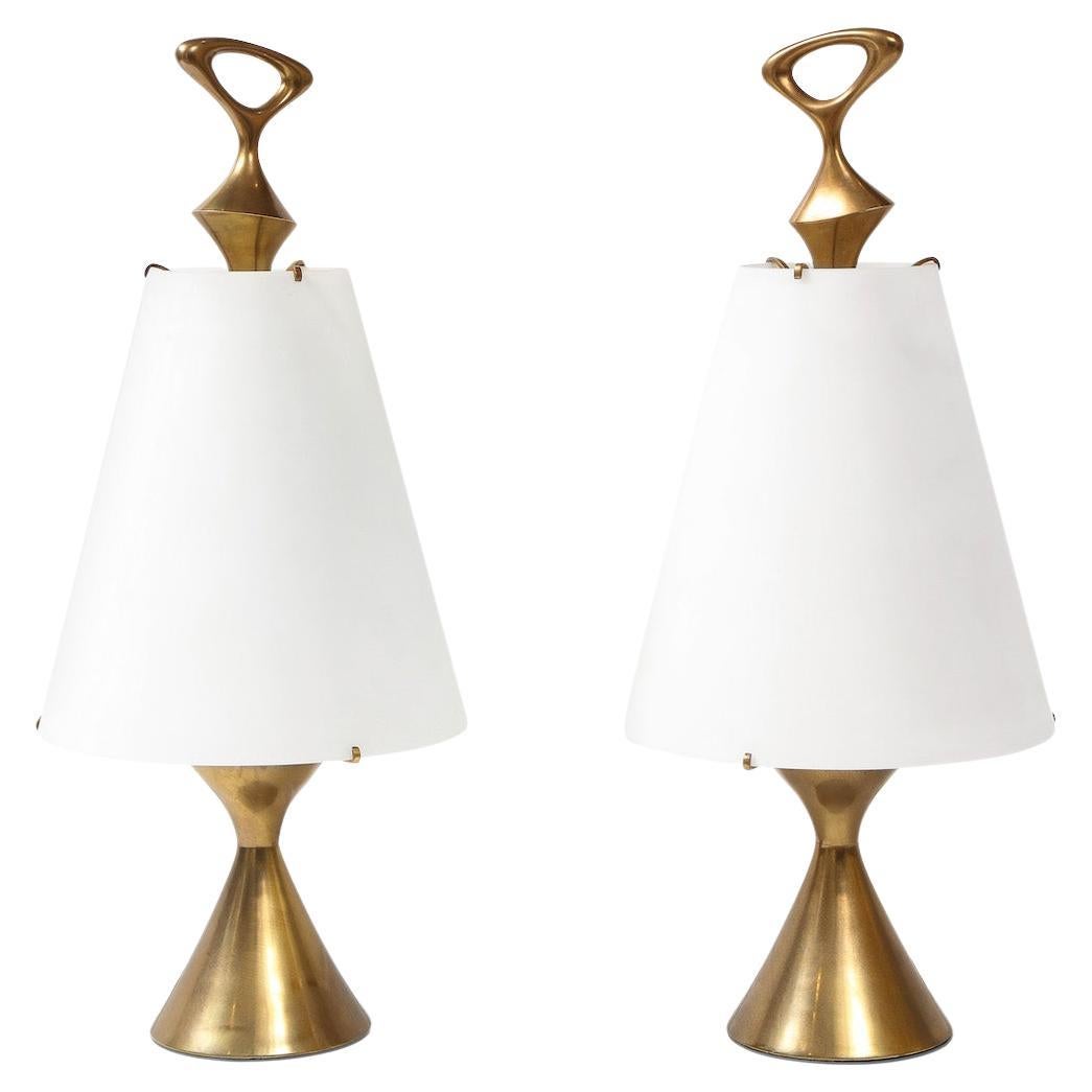 Rare Pair of Table Lamps by Max Ingrand for Fontana Arte