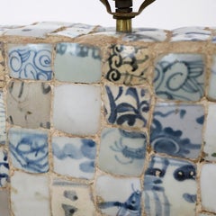 Rare Pair of Table Lamps Made from Pieces of Broken China Pottery