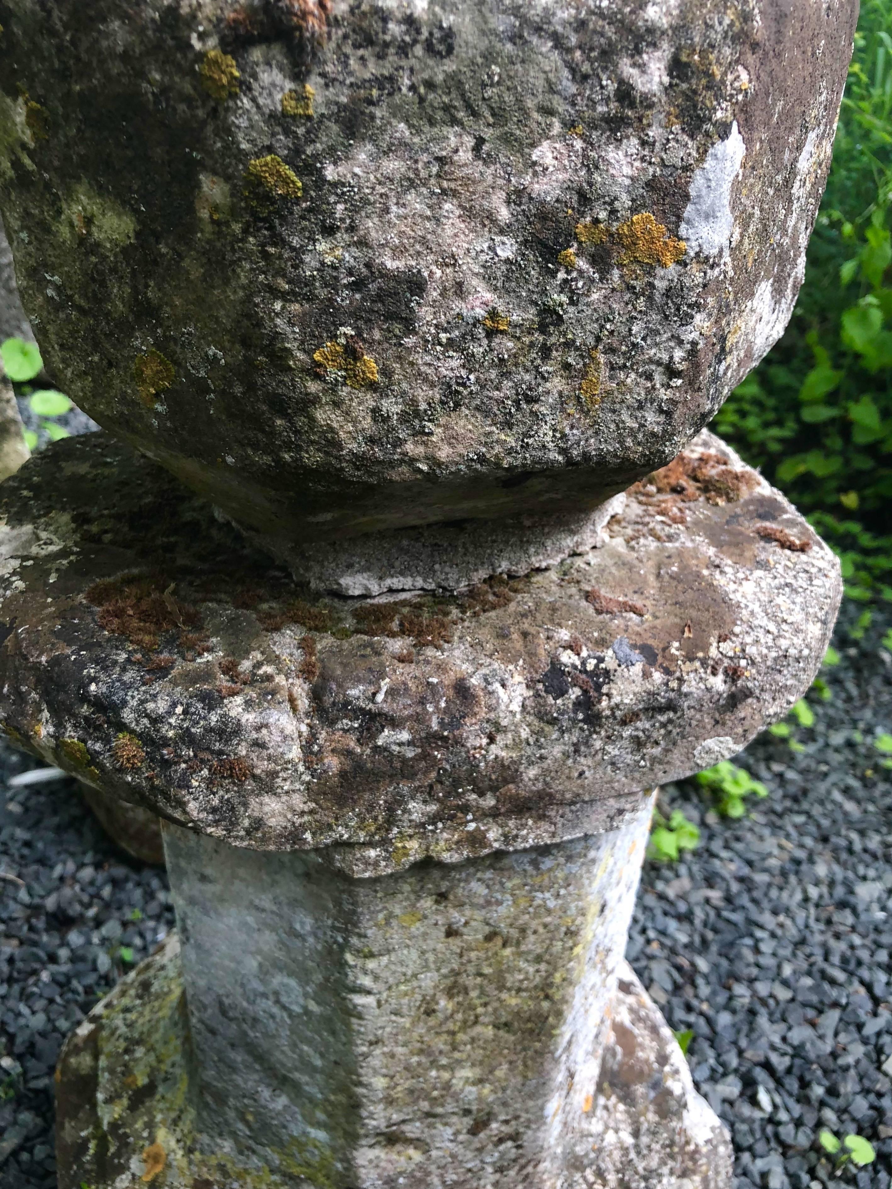 Rare Pair of Tall 18th Century Polyhedron Hand-Carved French Limestone Finials 7