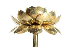 Rare Pair of Tall Parzinger Style Brass Lotus Candle Sticks by Feldman, c. 1960s
