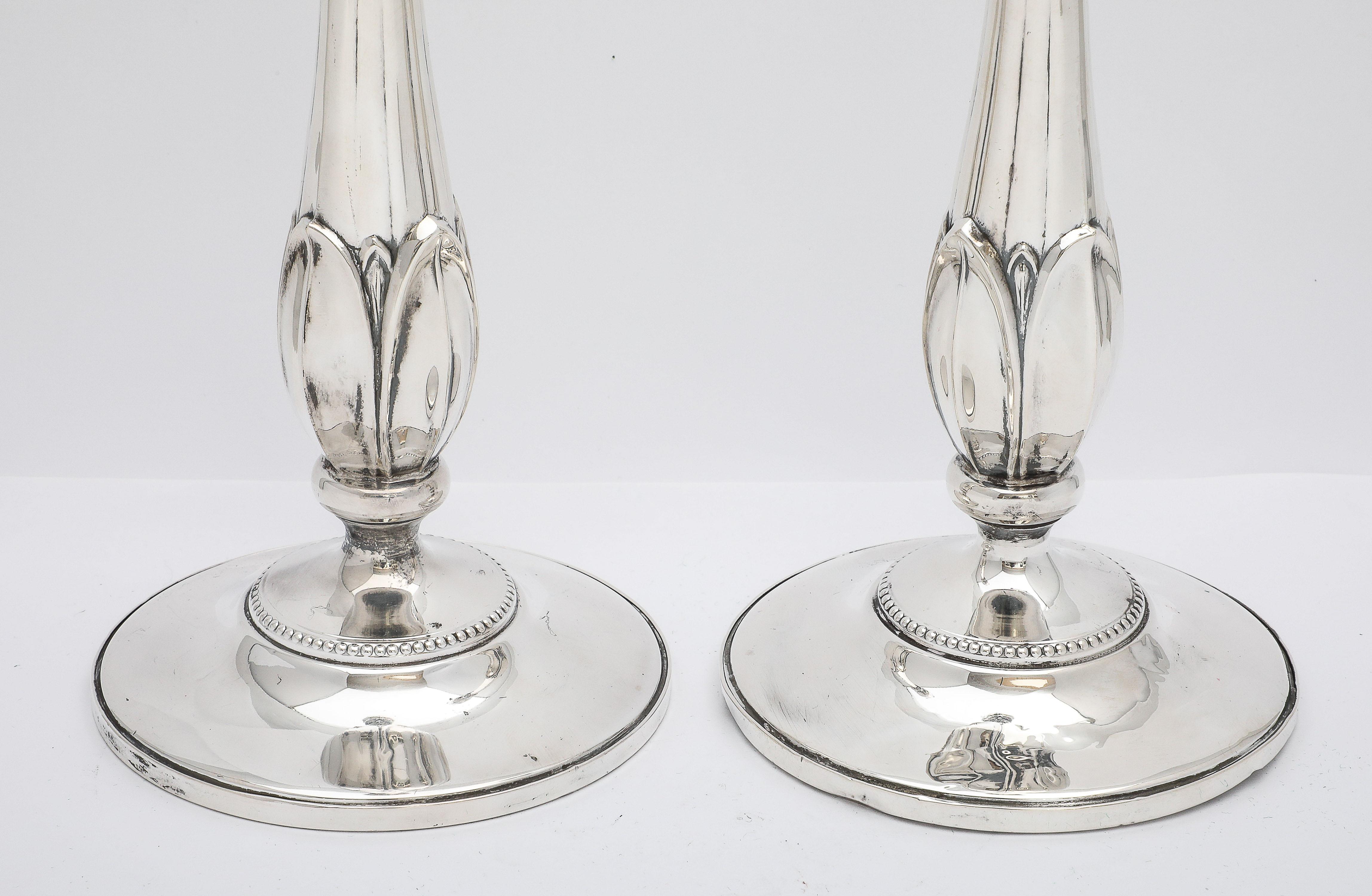 Rare Pair of Tall Sterling Silver Art Nouveau-Style Flower-Form Candlesticks For Sale 3
