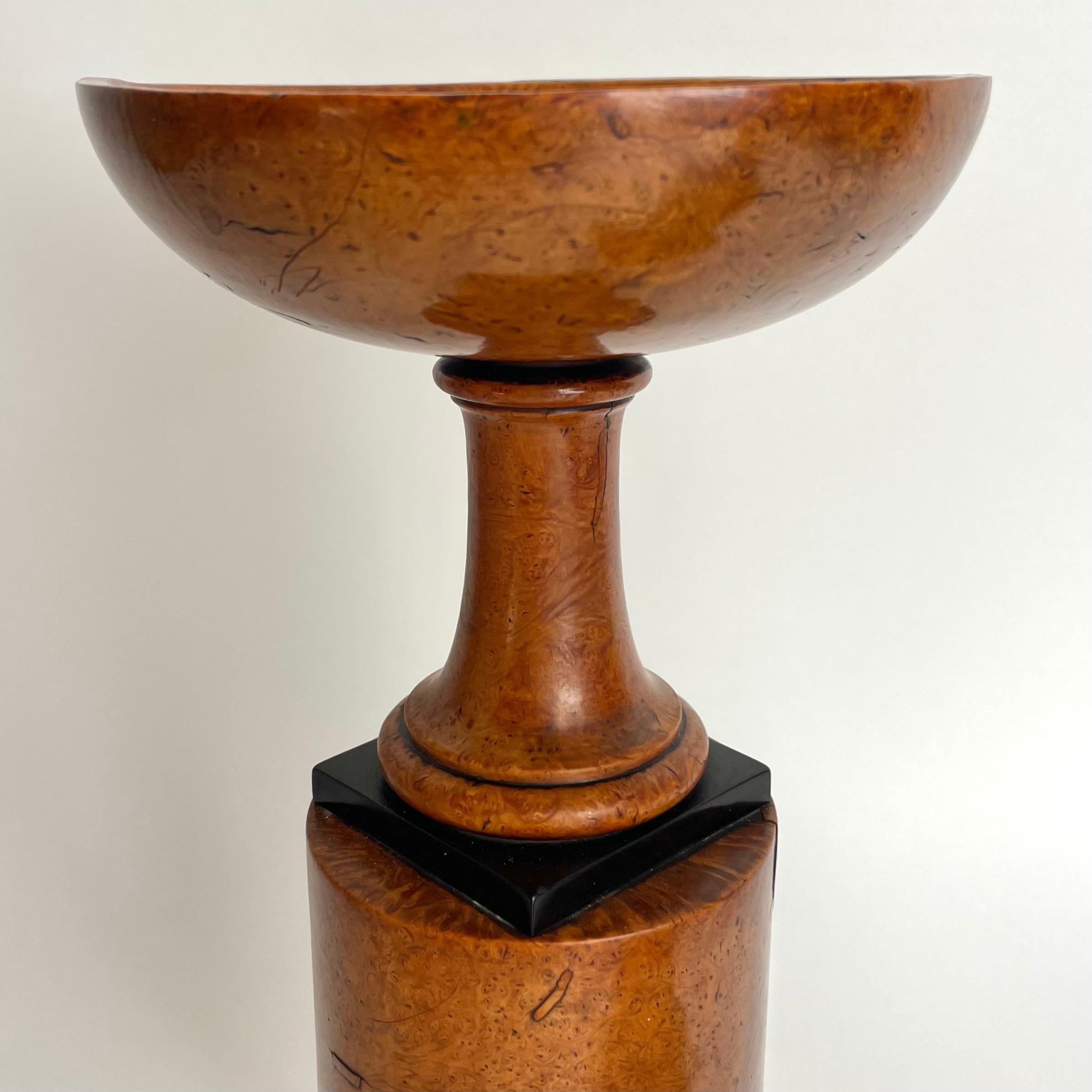 Rare pair of Tazzas in Maple root with blackened details in Empire from 1820s 5