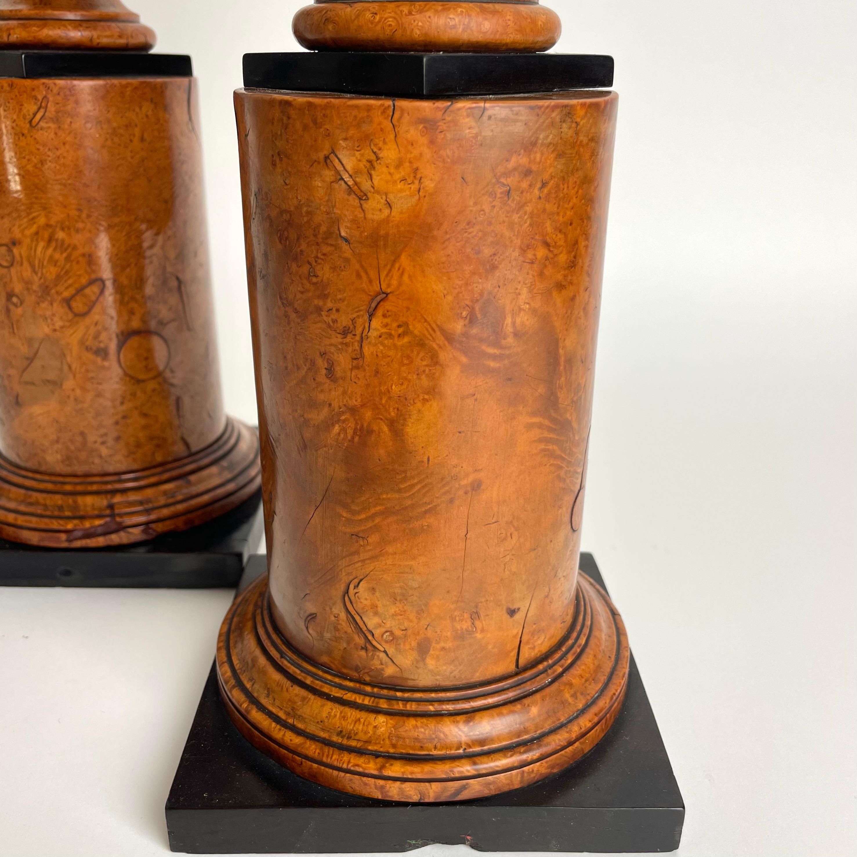 Rare pair of Tazzas in Maple root with blackened details in Empire from 1820s 10