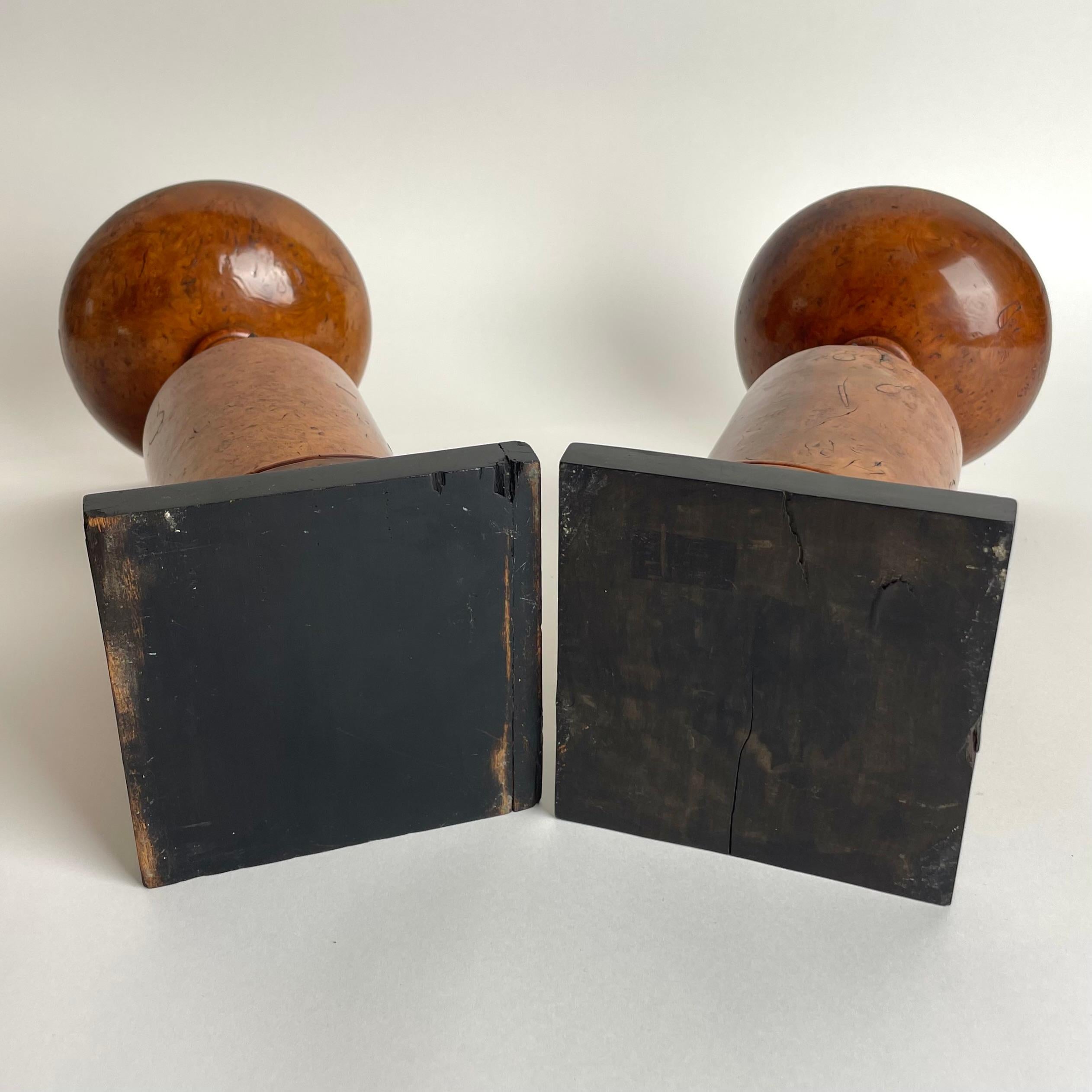 Rare pair of Tazzas in Maple root with blackened details in Empire from 1820s 12