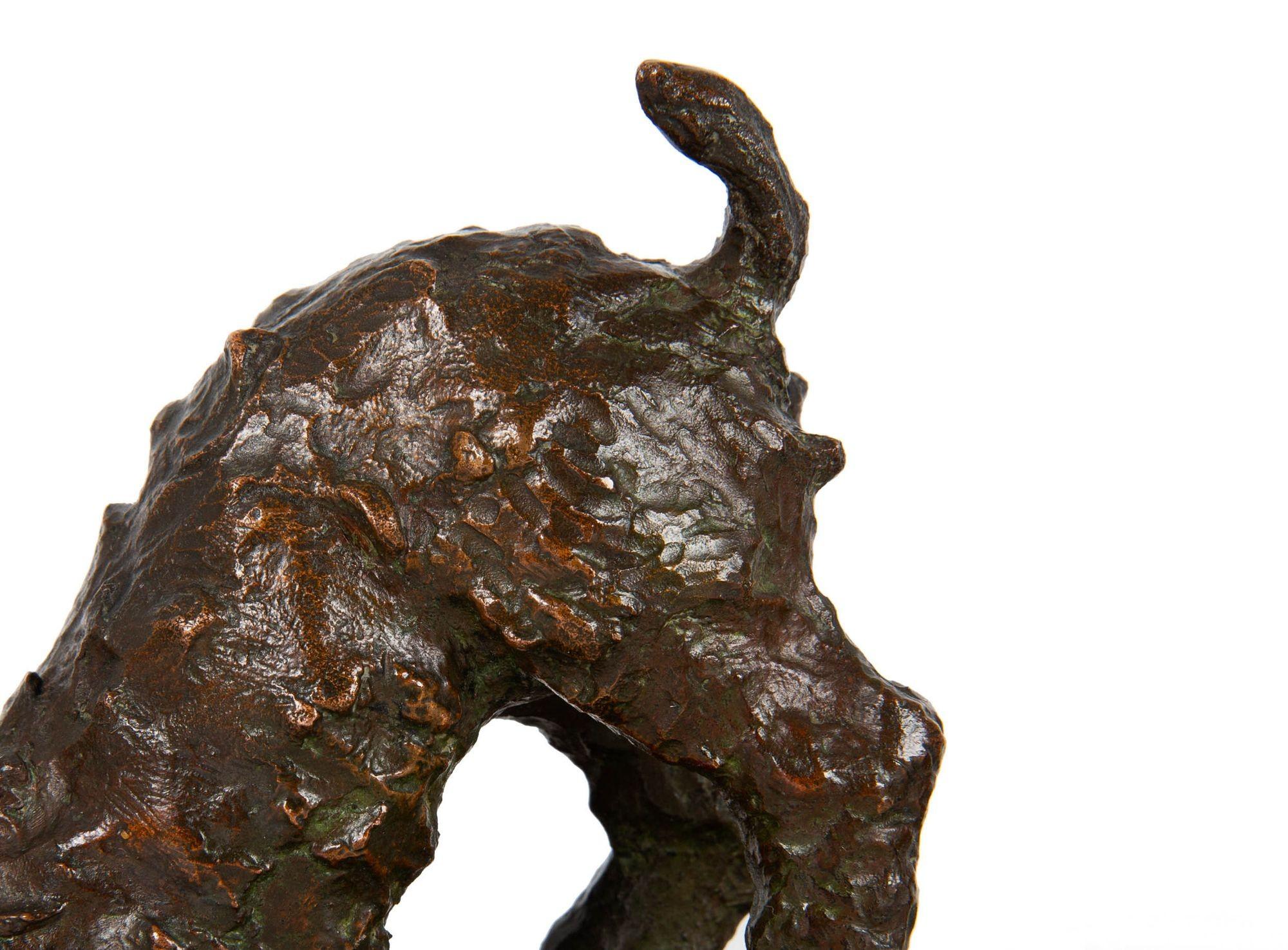 Rare paire de serre-livres Terriers en sculpture en bronze par Edith Baretto Parsons en vente 3